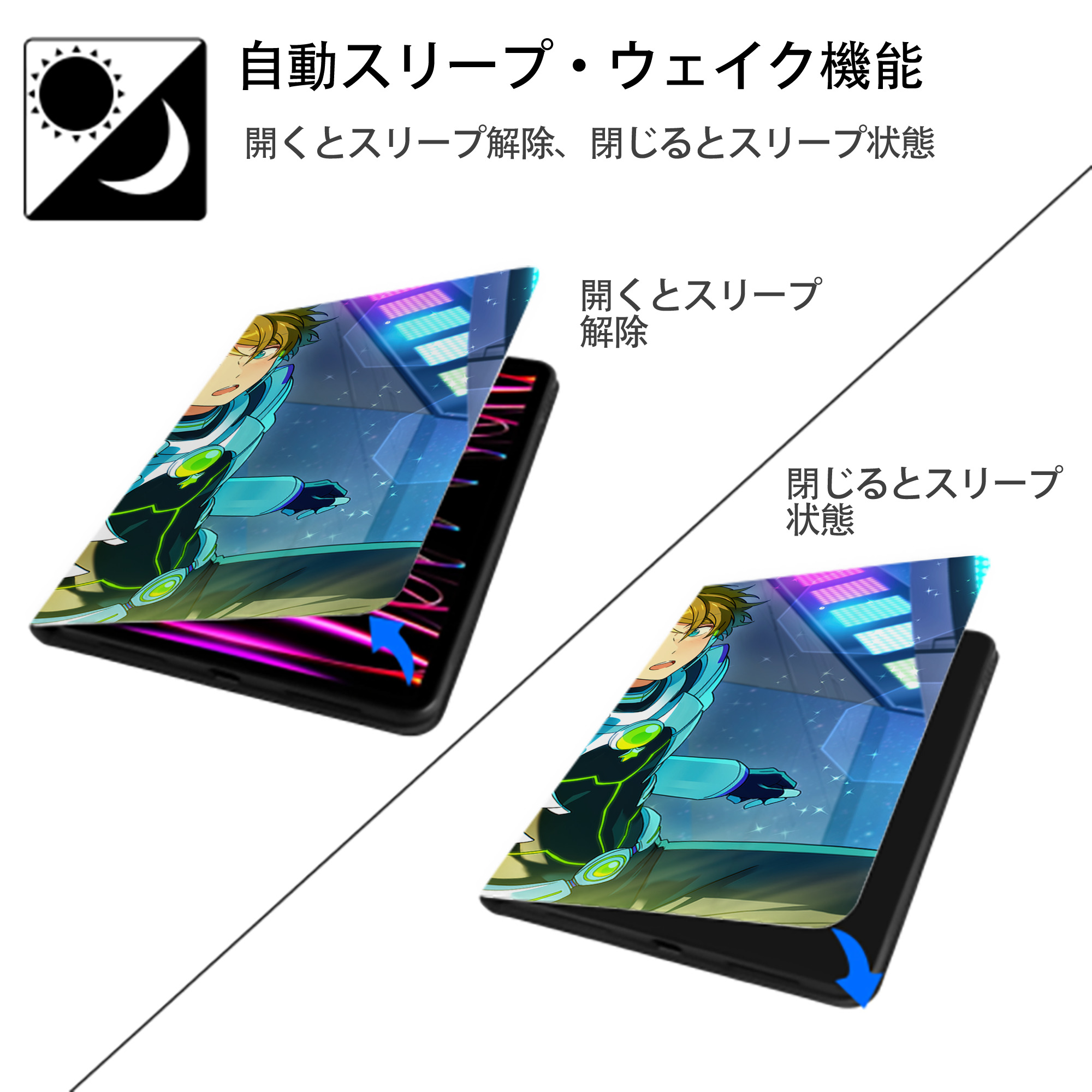 あんさんぶるスターズ! Ensemble Stars IPad ケース ブック型 PUレザー TPU 耐衝撃 軽量 薄型 ペン収納なし 全面保護 IPad 各モデル対応