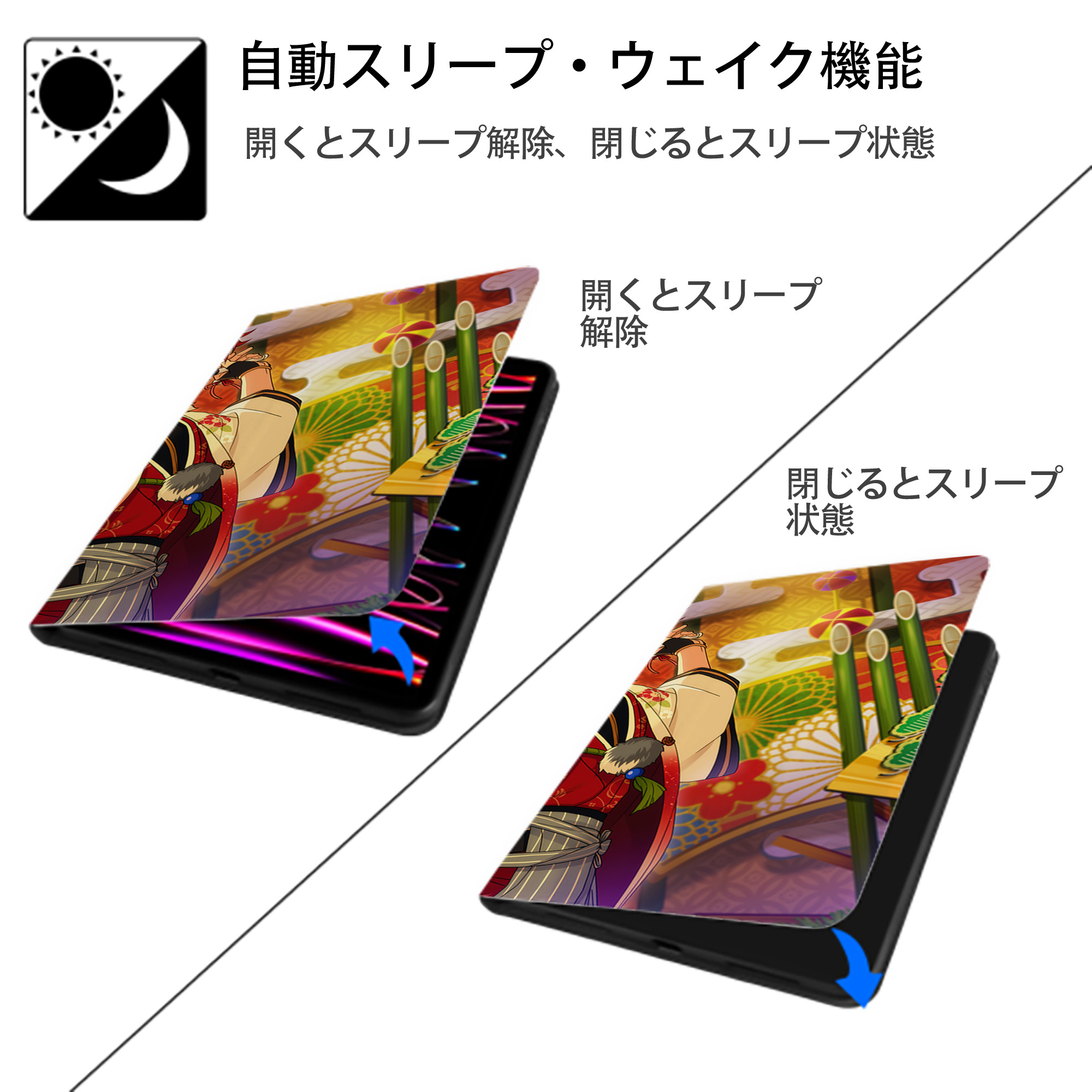 あんさんぶるスターズ! Ensemble Stars IPad ケース ブック型 PUレザー TPU 耐衝撃 軽量 薄型 ペン収納なし 全面保護 IPad 各モデル対応