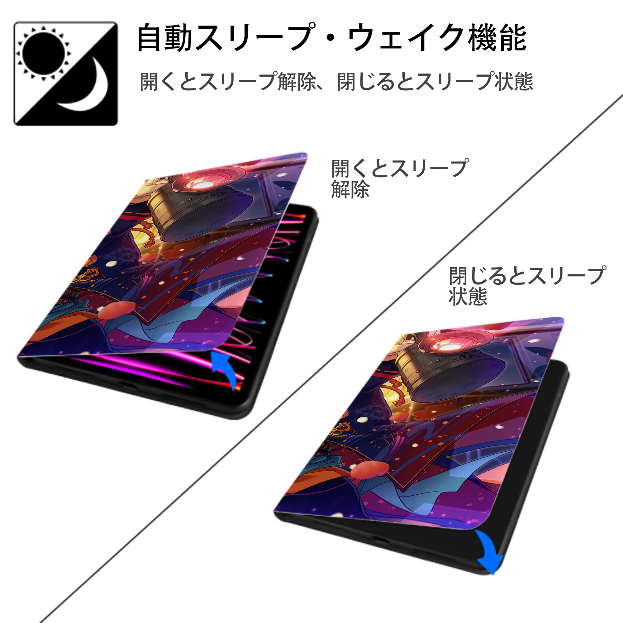 あんさんぶるスターズ! Ensemble Stars IPad ケース ブック型 PUレザー TPU 耐衝撃 軽量 薄型 ペン収納なし 全面保護 IPad 各モデル対応