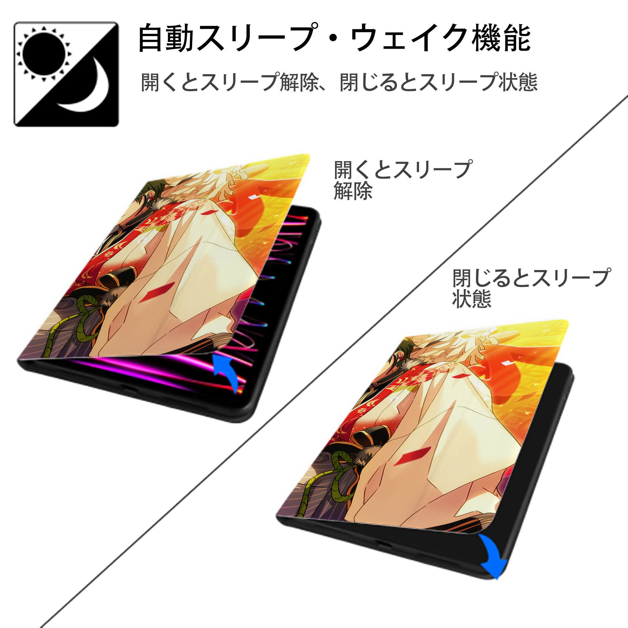 あんさんぶるスターズ! Ensemble Stars IPad ケース ブック型 PUレザー TPU 耐衝撃 軽量 薄型 ペン収納なし 全面保護 IPad 各モデル対応