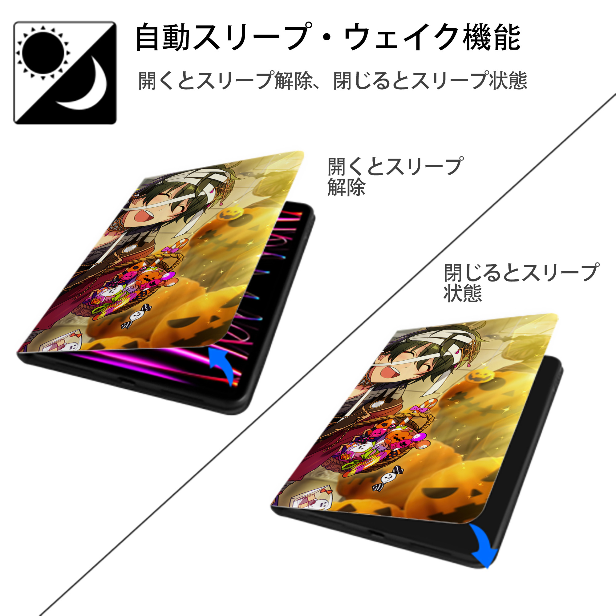 あんさんぶるスターズ! Ensemble Stars IPad ケース ブック型 PUレザー TPU 耐衝撃 軽量 薄型 ペン収納なし 全面保護 IPad 各モデル対応