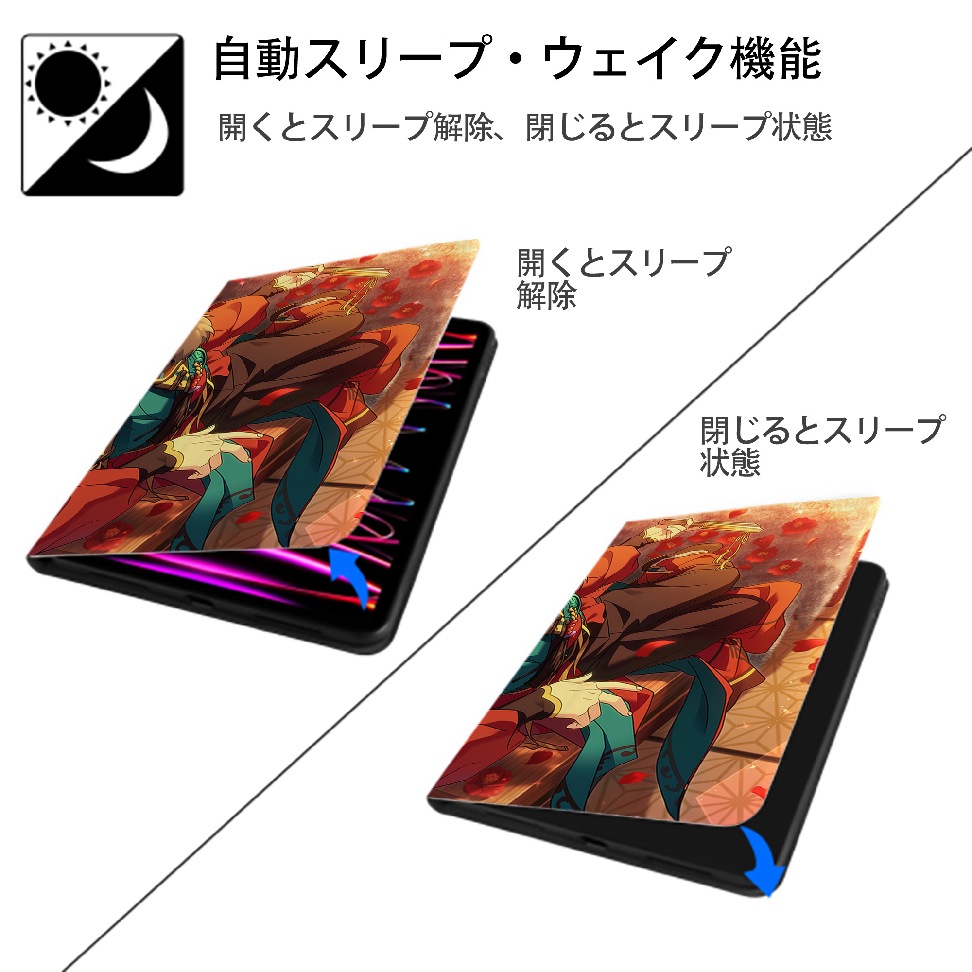 あんさんぶるスターズ! Ensemble Stars IPad ケース ブック型 PUレザー TPU 耐衝撃 軽量 薄型 ペン収納なし 全面保護 IPad 各モデル対応