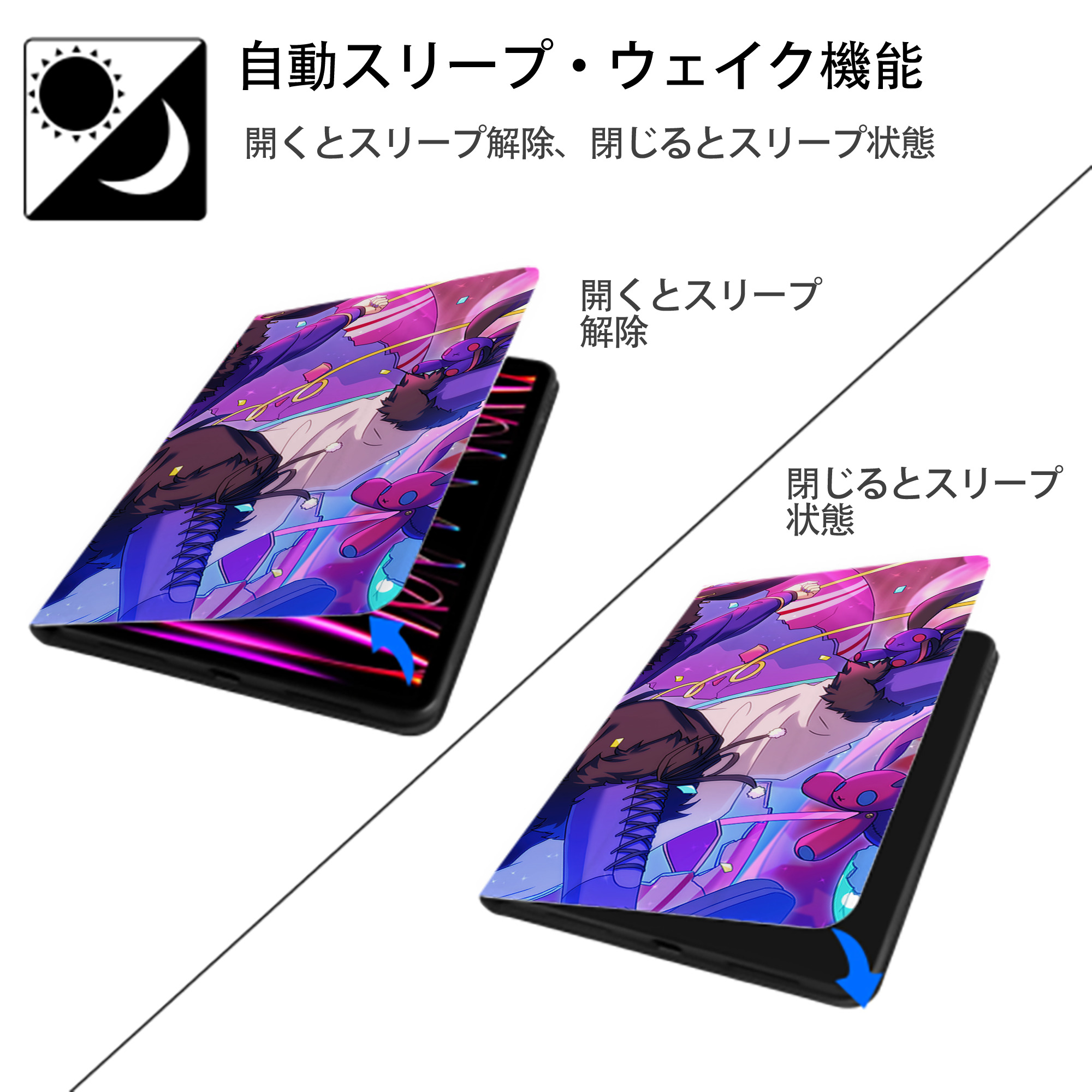 あんさんぶるスターズ! Ensemble Stars IPad ケース ブック型 PUレザー TPU 耐衝撃 軽量 薄型 ペン収納なし 全面保護 IPad 各モデル対応