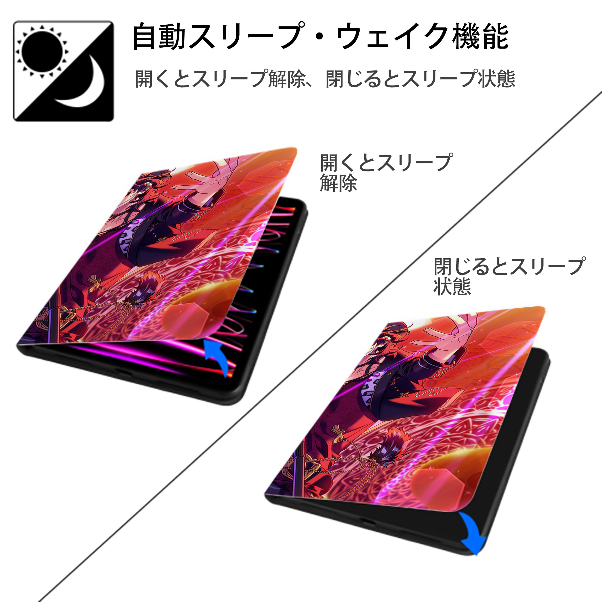 あんさんぶるスターズ! Ensemble Stars IPad ケース ブック型 PUレザー TPU 耐衝撃 軽量 薄型 ペン収納なし 全面保護 IPad 各モデル対応