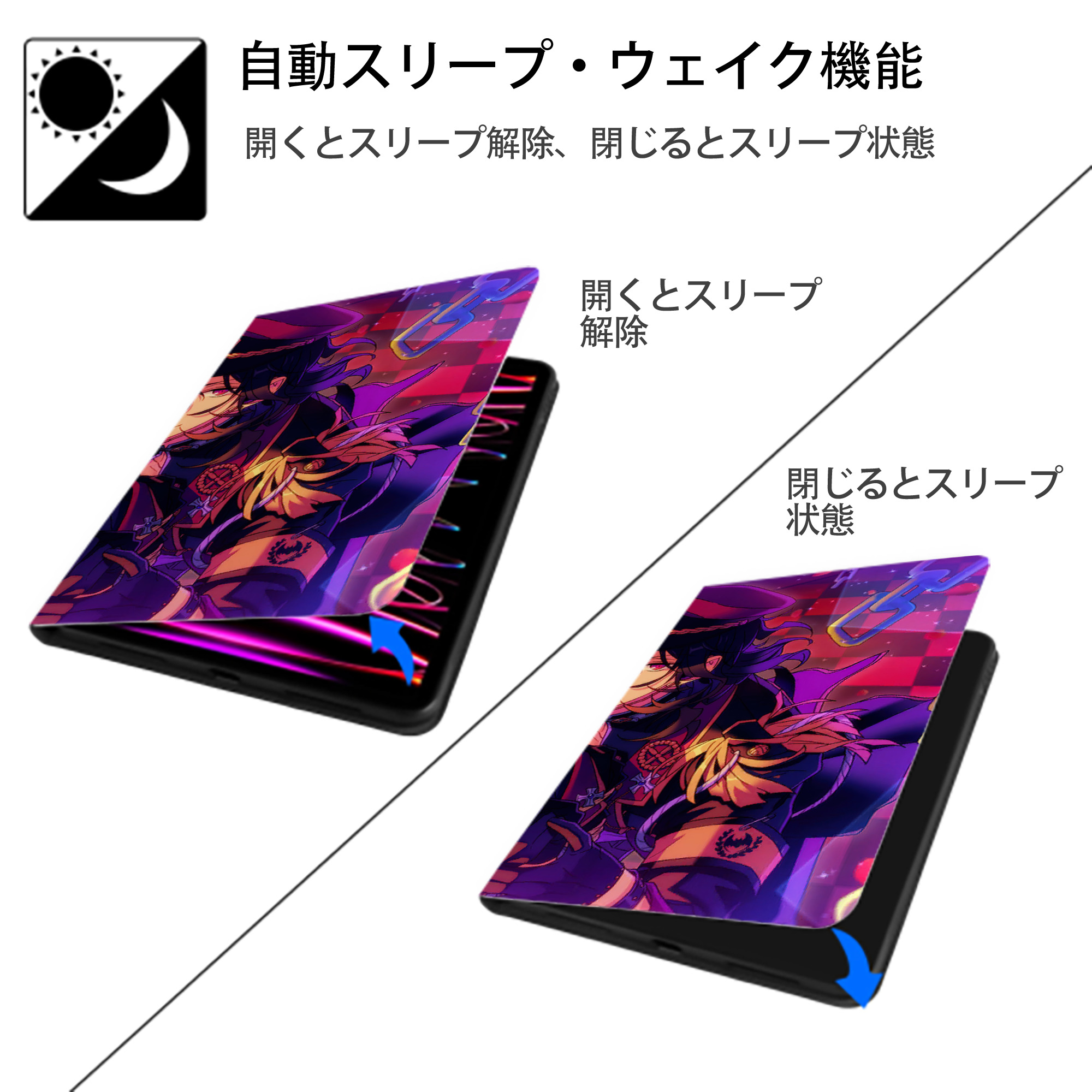 あんさんぶるスターズ! Ensemble Stars IPad ケース ブック型 PUレザー TPU 耐衝撃 軽量 薄型 ペン収納なし 全面保護 IPad 各モデル対応