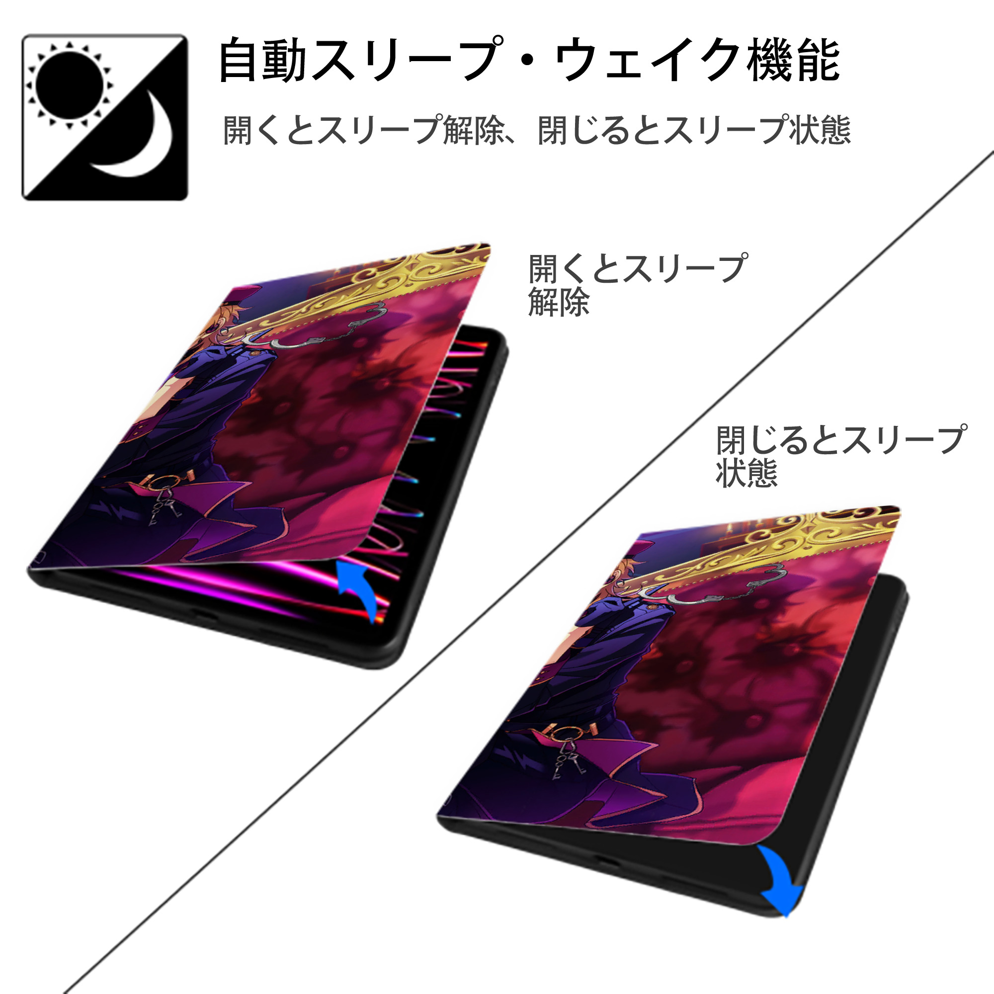 あんさんぶるスターズ! Ensemble Stars IPad ケース ブック型 PUレザー TPU 耐衝撃 軽量 薄型 ペン収納なし 全面保護 IPad 各モデル対応