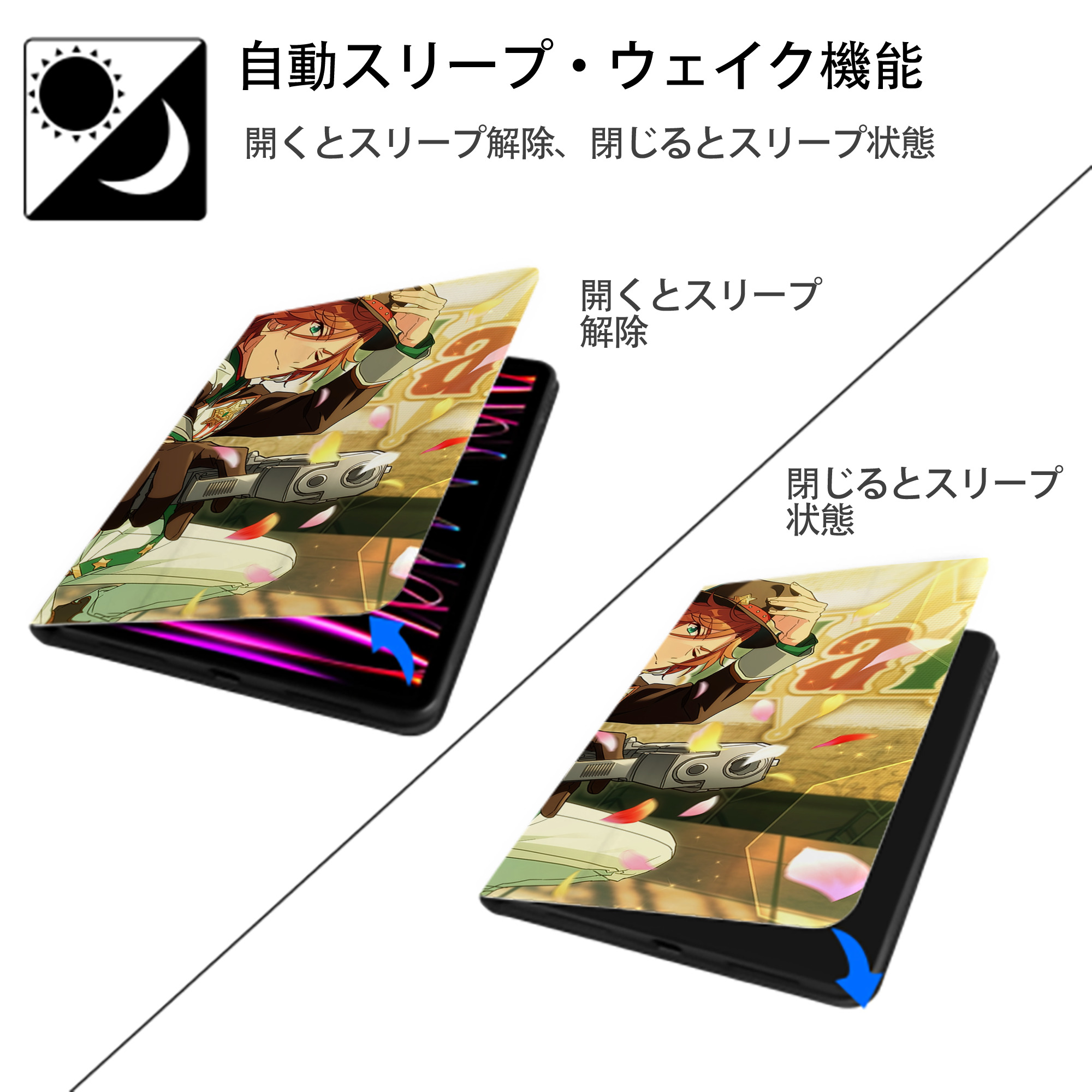 あんさんぶるスターズ! Ensemble Stars IPadケース ペンホルダー付き ブックスタイルデザイン
