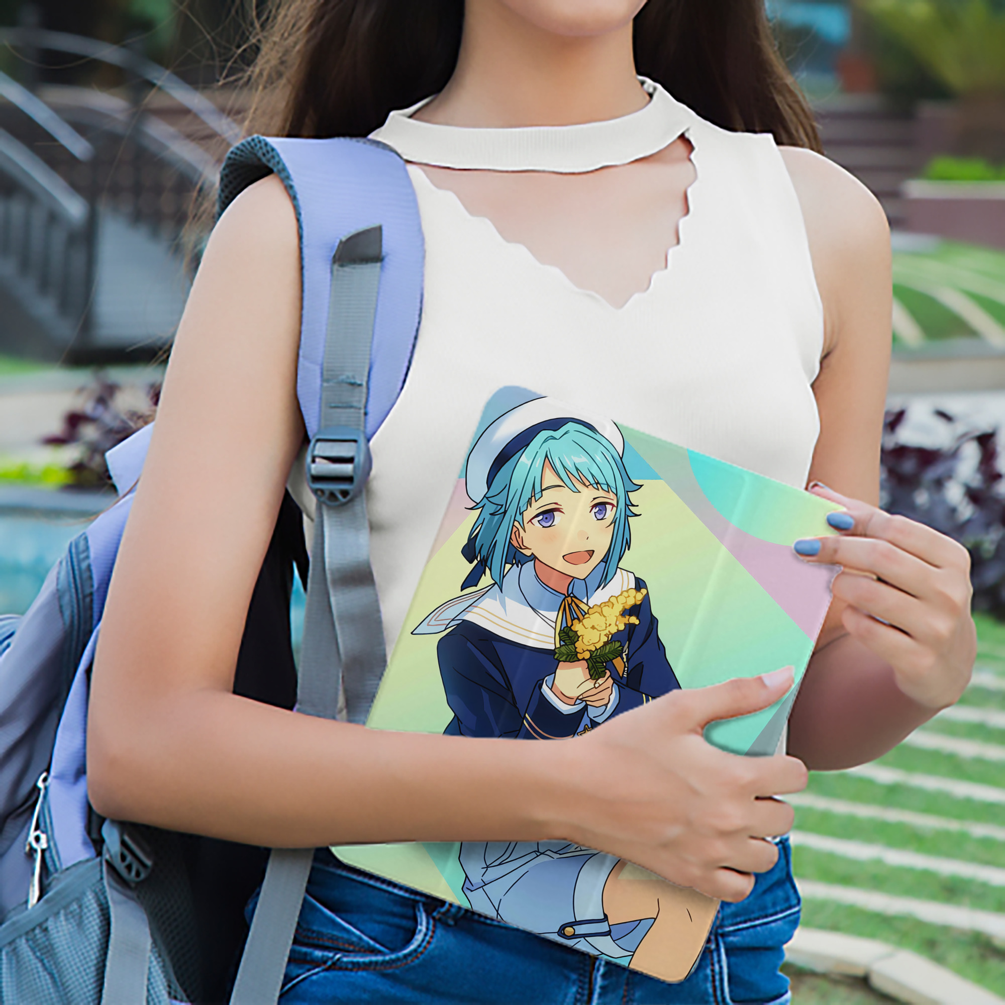 あんさんぶるスターズ! Ensemble Stars IPad ケース ペン収納付き 三つ折りスタンド PUレザー×シリコン 対応機種9.5/10.5/10.9インチ