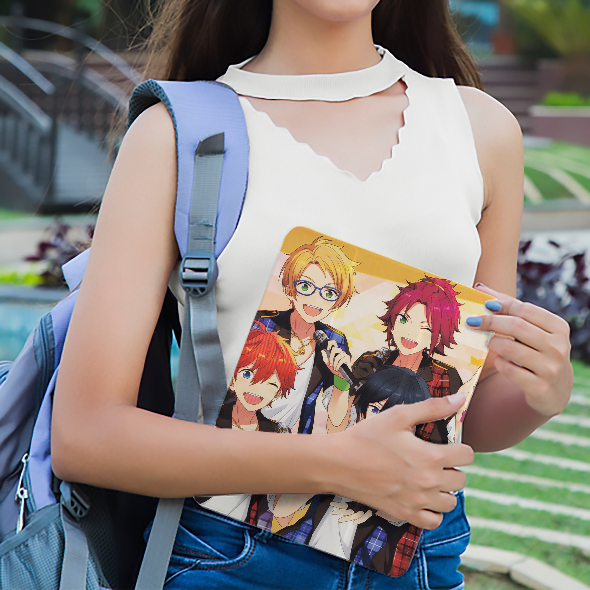 あんさんぶるスターズ! Ensemble Stars IPad ケース ペン収納付き 三つ折りスタンド PUレザー×シリコン 対応機種9.5/10.5/10.9インチ