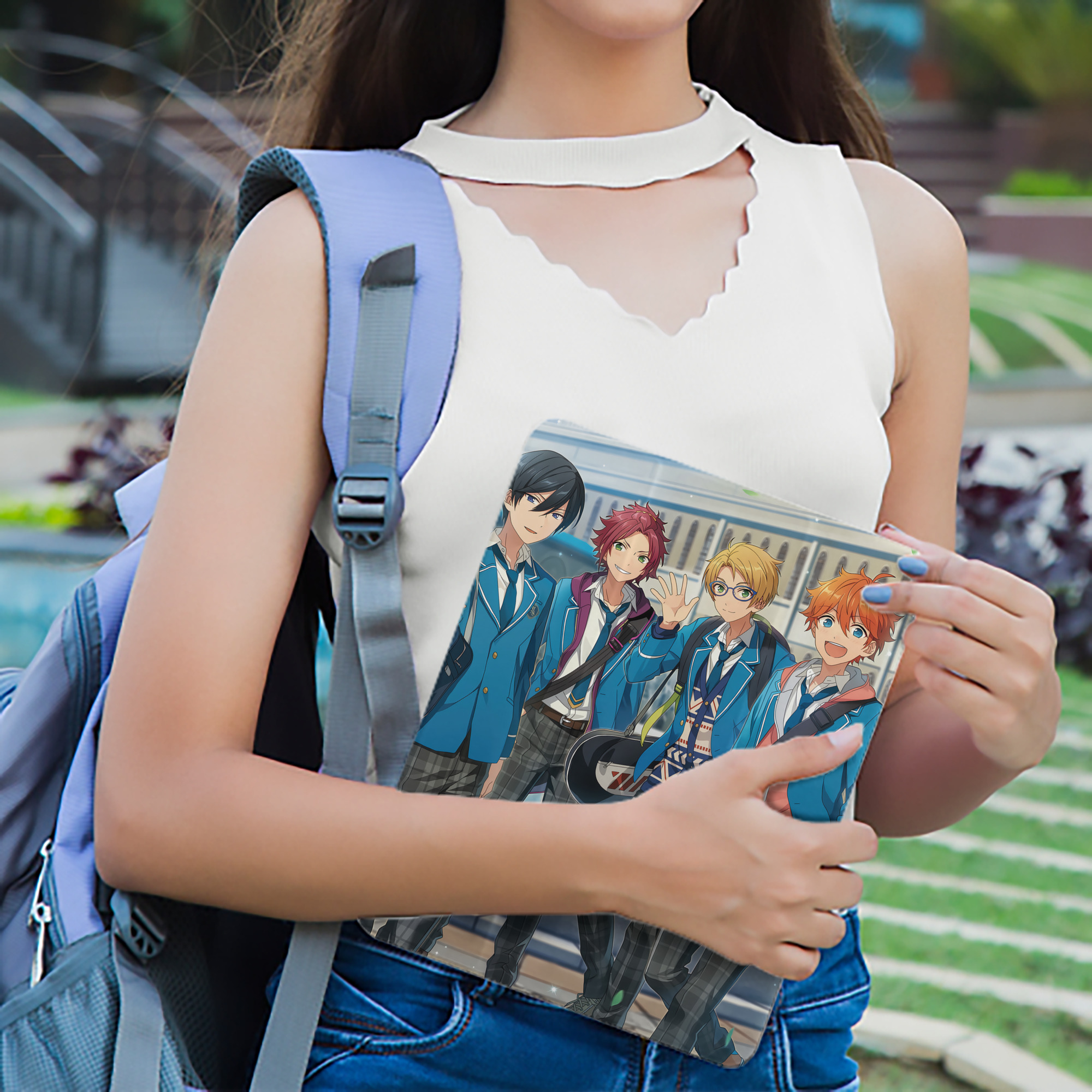 あんさんぶるスターズ! Ensemble Stars IPad ケース ペン収納付き 三つ折りスタンド PUレザー×シリコン 対応機種9.5/10.5/10.9インチ