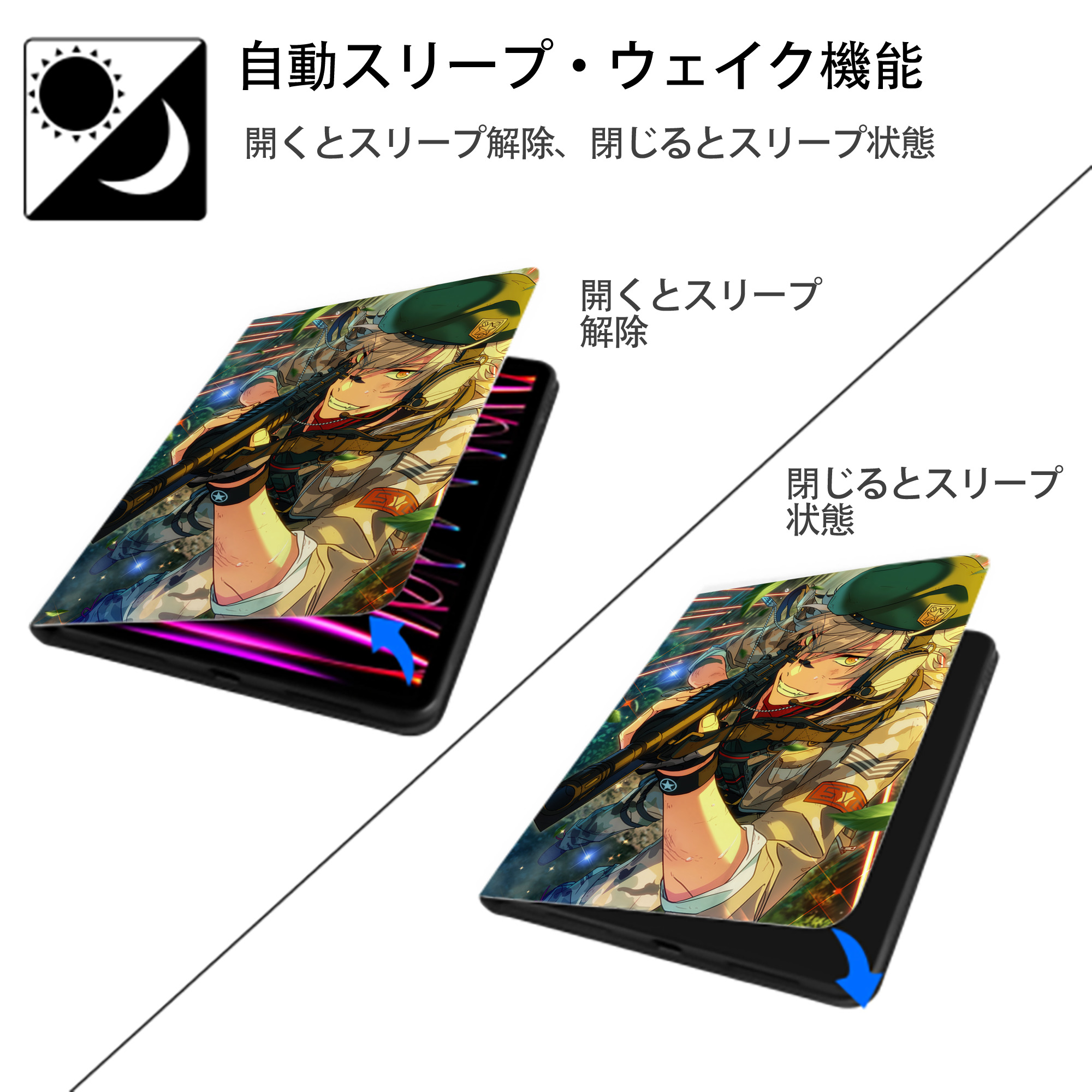 あんさんぶるスターズ! Ensemble Stars IPad ケース ペン収納付き 三つ折りスタンド PUレザー×シリコン 対応機種9.5/10.5/10.9インチ