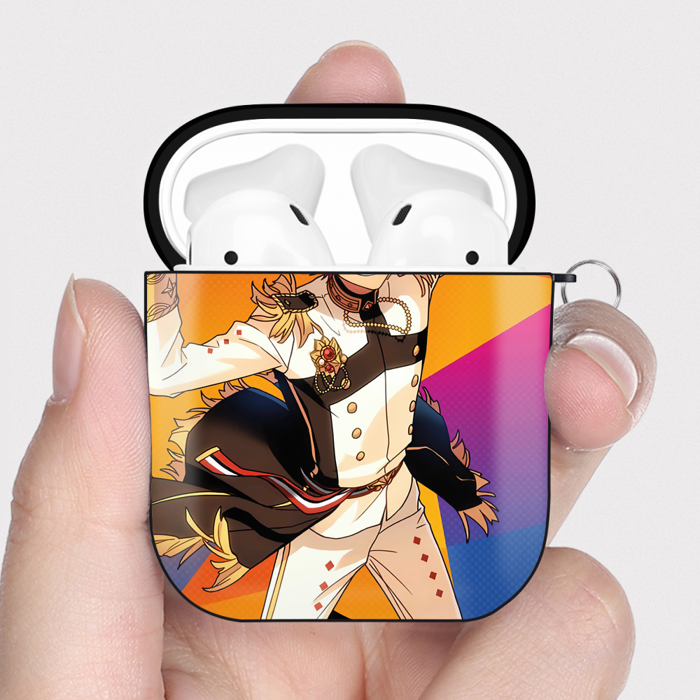 （画像用） あんさんぶるスターズ! Ensemble Stars AirPods 第2世代保護ケース ハードシェル ブラック 耐衝撃・防指紋・カラビナ付き