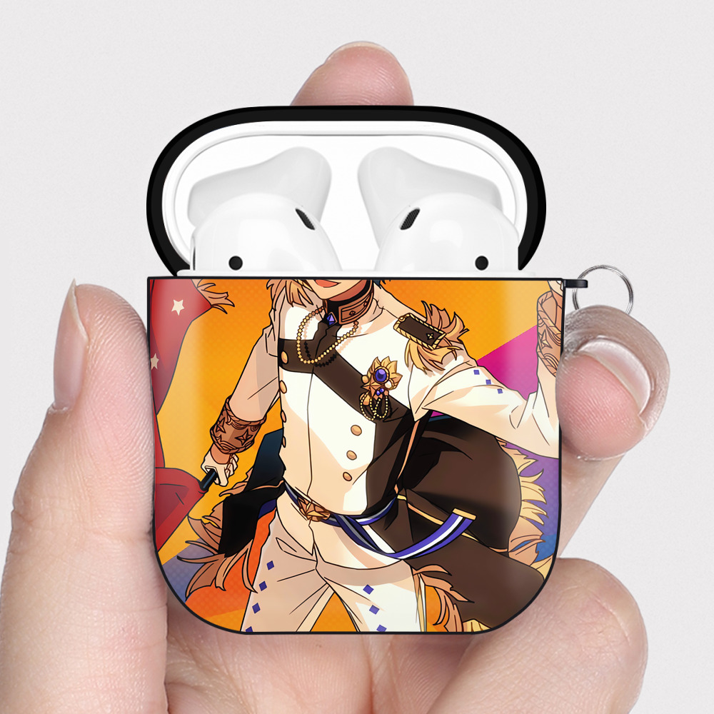 （画像用） あんさんぶるスターズ! Ensemble Stars AirPods 第2世代保護ケース ハードシェル ブラック 耐衝撃・防指紋・カラビナ付き