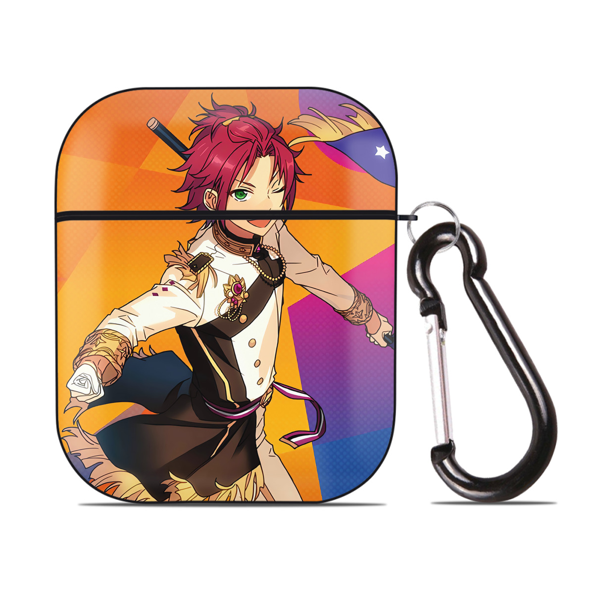 （画像用） あんさんぶるスターズ! Ensemble Stars AirPods 第2世代保護ケース ハードシェル ブラック 耐衝撃・防指紋・カラビナ付き