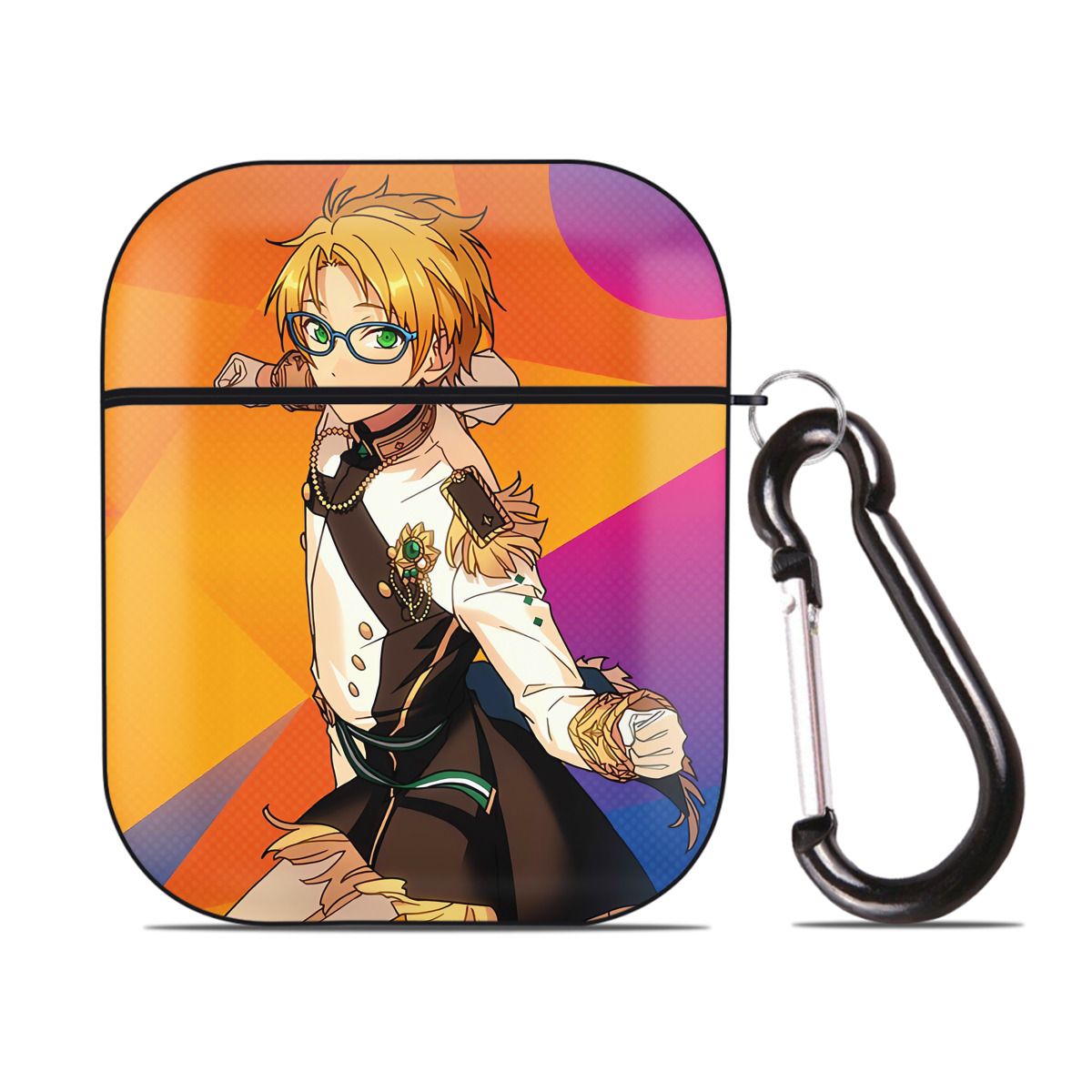 （画像用） あんさんぶるスターズ! Ensemble Stars AirPods 第2世代保護ケース ハードシェル ブラック 耐衝撃・防指紋・カラビナ付き