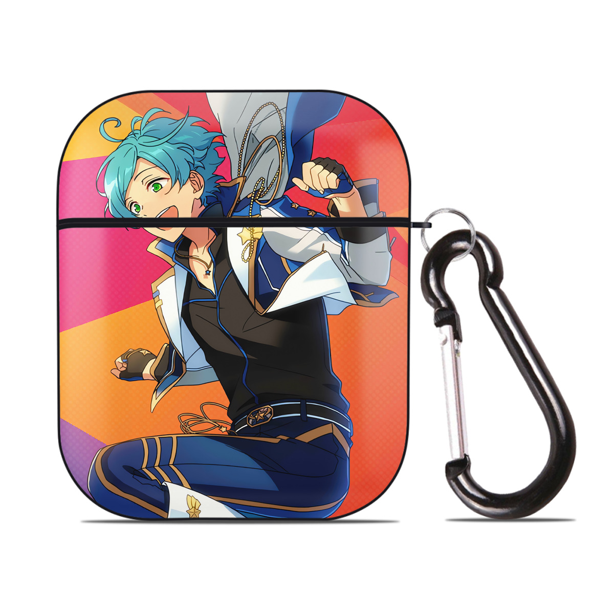 （画像用） あんさんぶるスターズ! Ensemble Stars AirPods 第2世代保護ケース ハードシェル ブラック 耐衝撃・防指紋・カラビナ付き