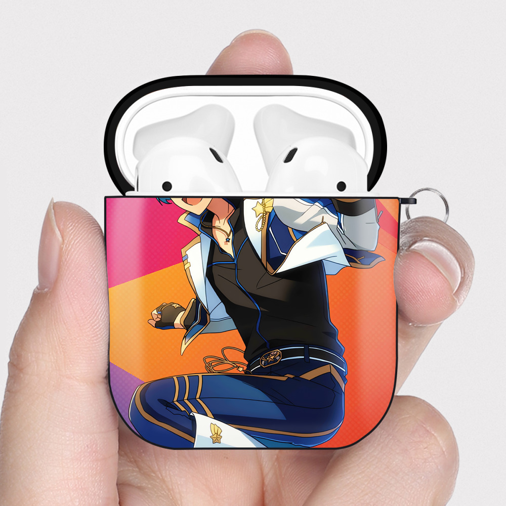 （画像用） あんさんぶるスターズ! Ensemble Stars AirPods 第2世代保護ケース ハードシェル ブラック 耐衝撃・防指紋・カラビナ付き