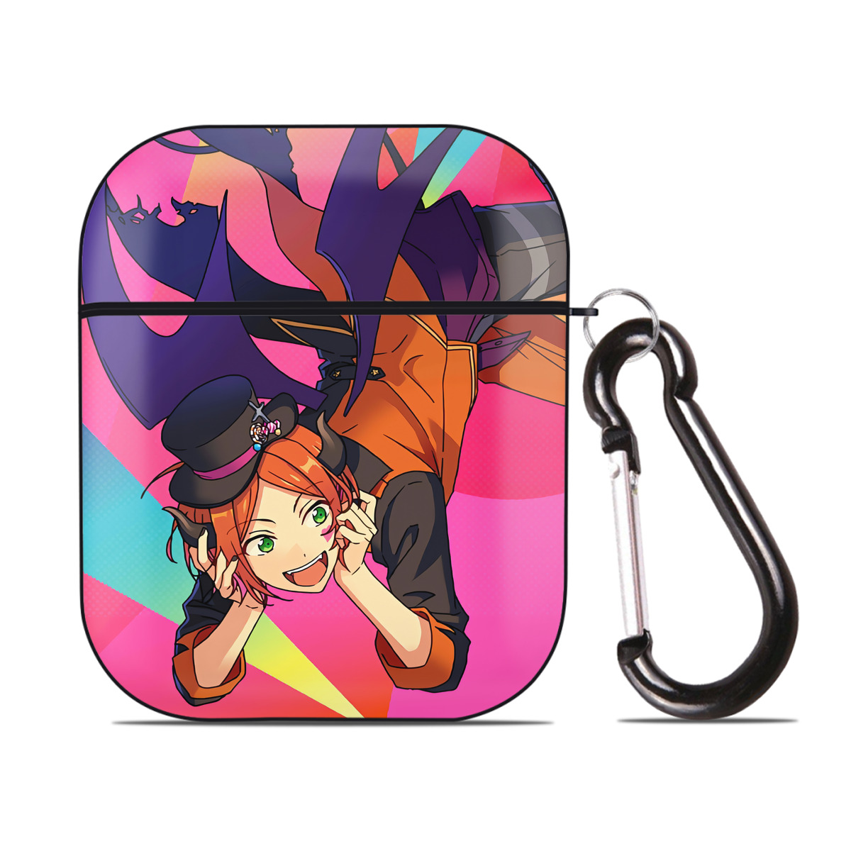 （画像用） あんさんぶるスターズ! Ensemble Stars AirPods 第2世代保護ケース ハードシェル ブラック 耐衝撃・防指紋・カラビナ付き