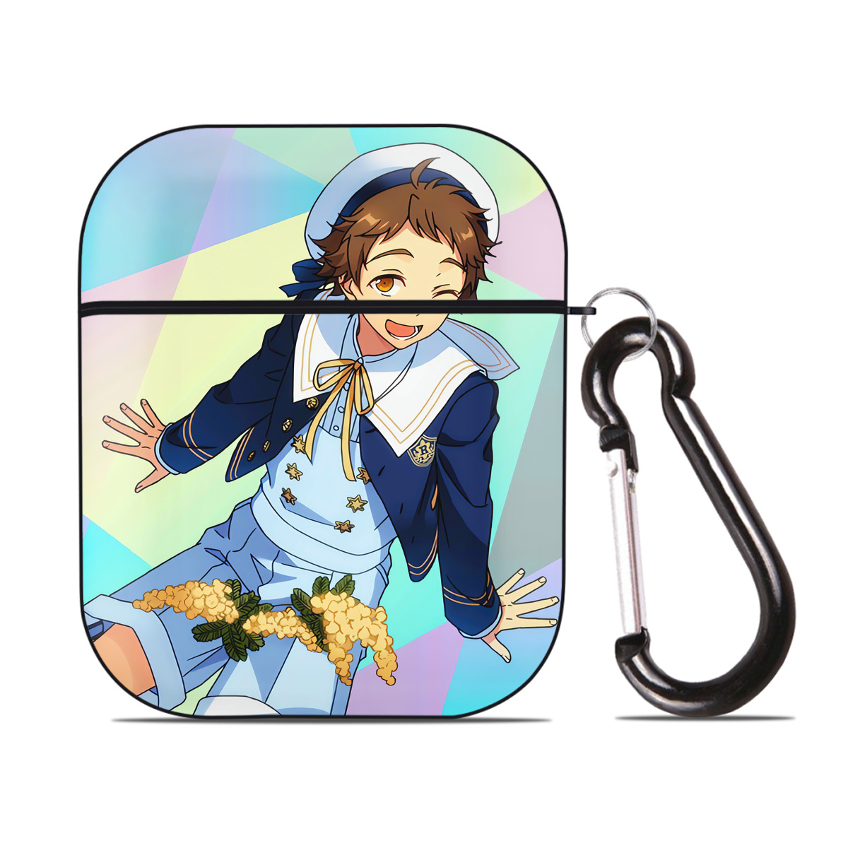 （画像用） あんさんぶるスターズ! Ensemble Stars AirPods 第2世代保護ケース ハードシェル ブラック 耐衝撃・防指紋・カラビナ付き
