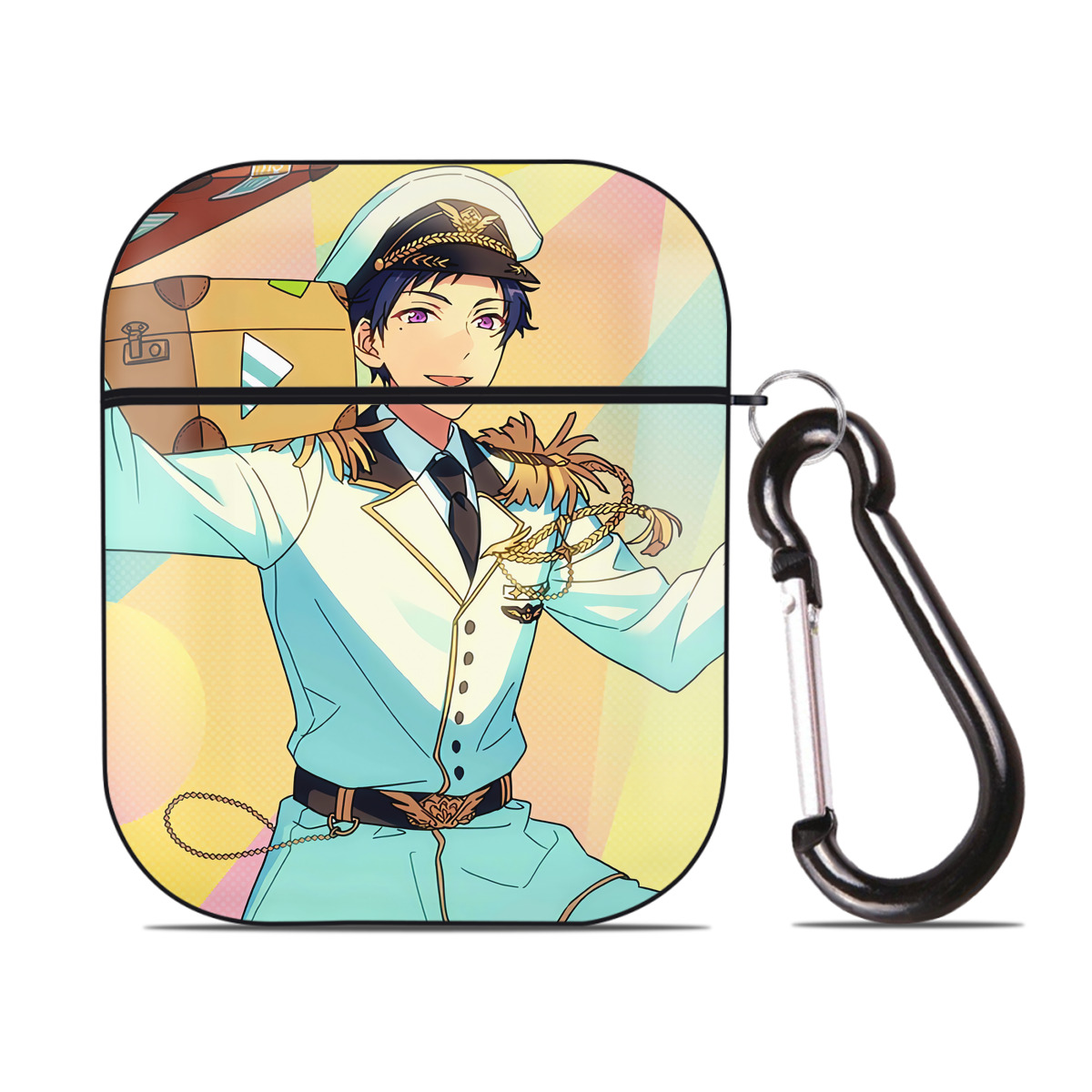 （画像用） あんさんぶるスターズ! Ensemble Stars AirPods 第2世代保護ケース ハードシェル ブラック 耐衝撃・防指紋・カラビナ付き