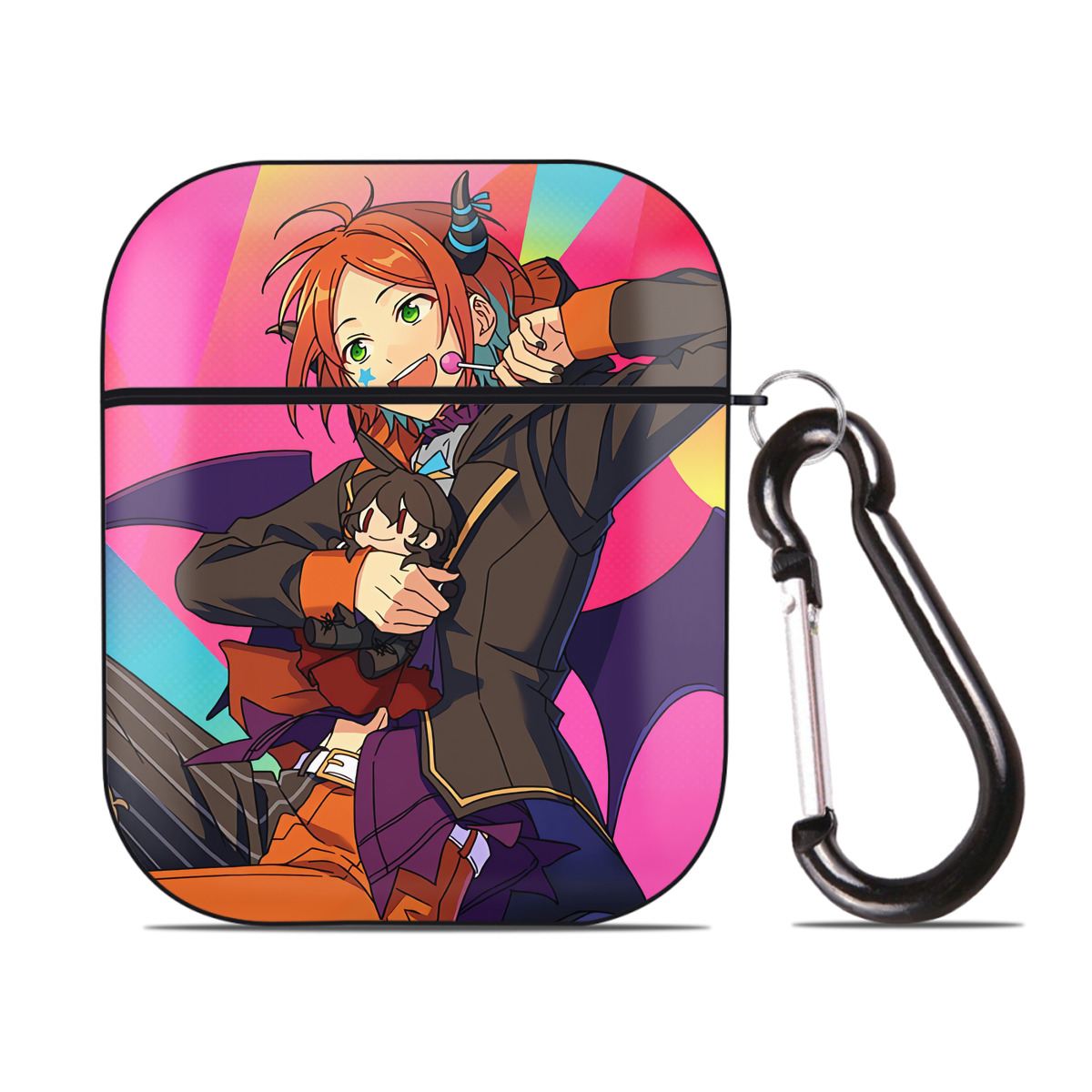 （画像用） あんさんぶるスターズ! Ensemble Stars AirPods 第2世代保護ケース ハードシェル ブラック 耐衝撃・防指紋・カラビナ付き