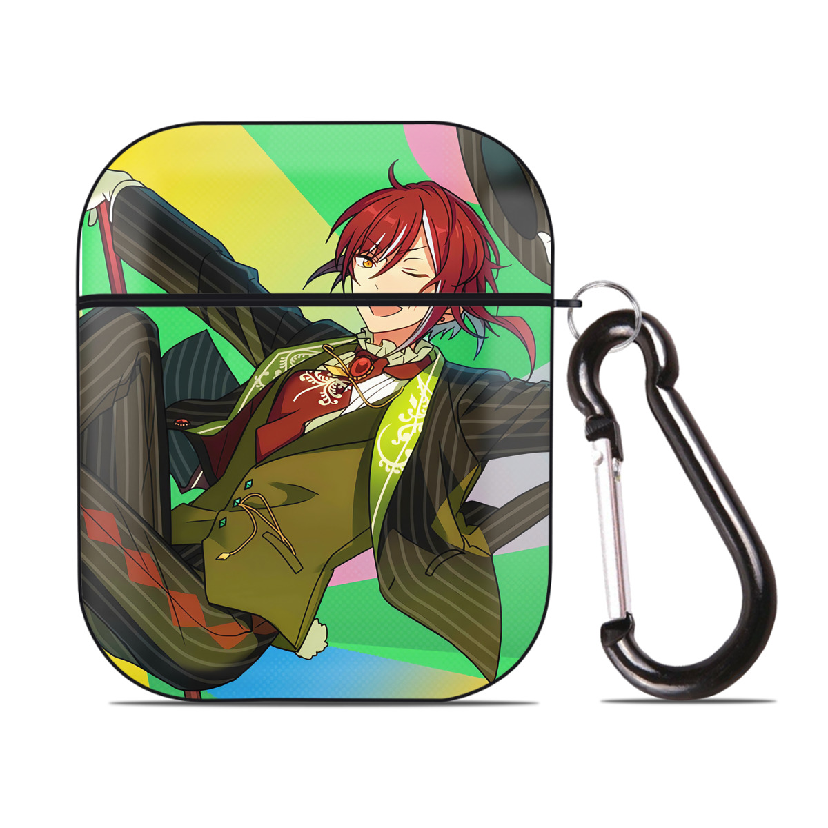 （画像用） あんさんぶるスターズ! Ensemble Stars AirPods 第2世代保護ケース ハードシェル ブラック 耐衝撃・防指紋・カラビナ付き