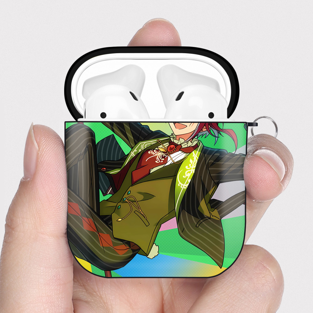 （画像用） あんさんぶるスターズ! Ensemble Stars AirPods 第2世代保護ケース ハードシェル ブラック 耐衝撃・防指紋・カラビナ付き