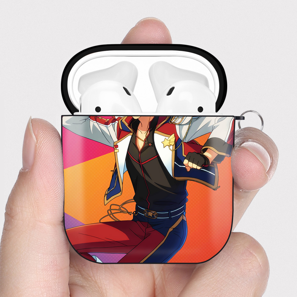 （画像用） あんさんぶるスターズ! Ensemble Stars AirPods 第2世代保護ケース ハードシェル ブラック 耐衝撃・防指紋・カラビナ付き