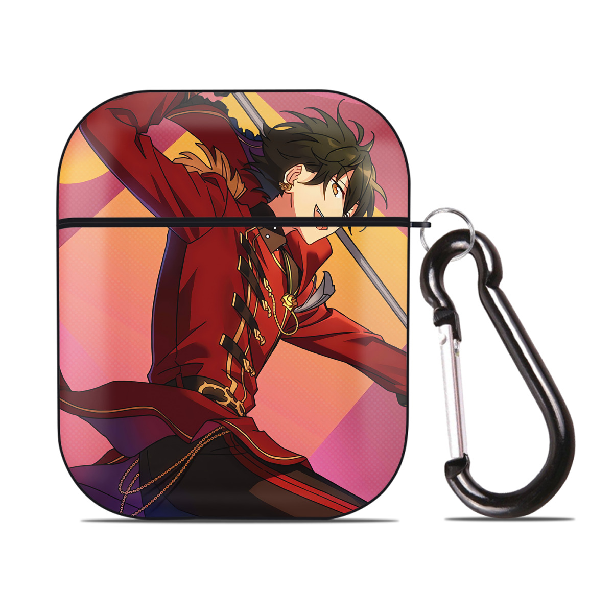 （画像用） あんさんぶるスターズ! Ensemble Stars AirPods 第2世代保護ケース ハードシェル ブラック 耐衝撃・防指紋・カラビナ付き