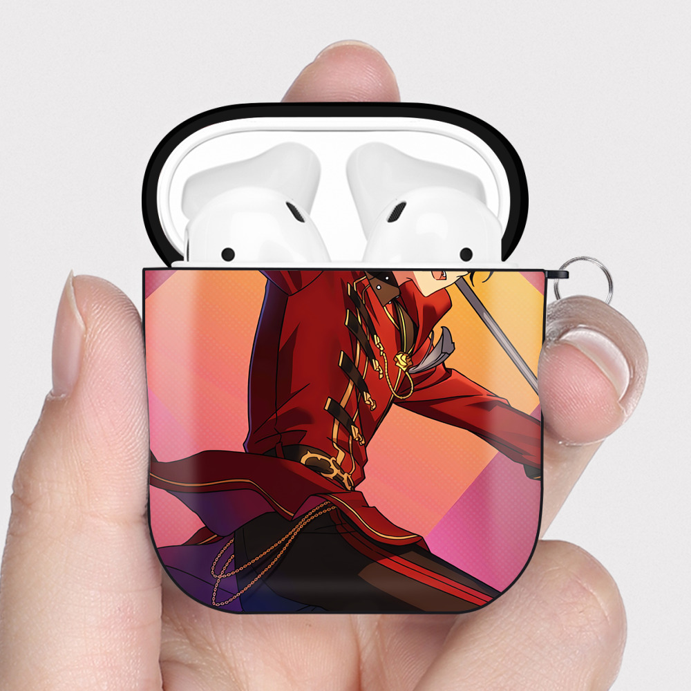 （画像用） あんさんぶるスターズ! Ensemble Stars AirPods 第2世代保護ケース ハードシェル ブラック 耐衝撃・防指紋・カラビナ付き