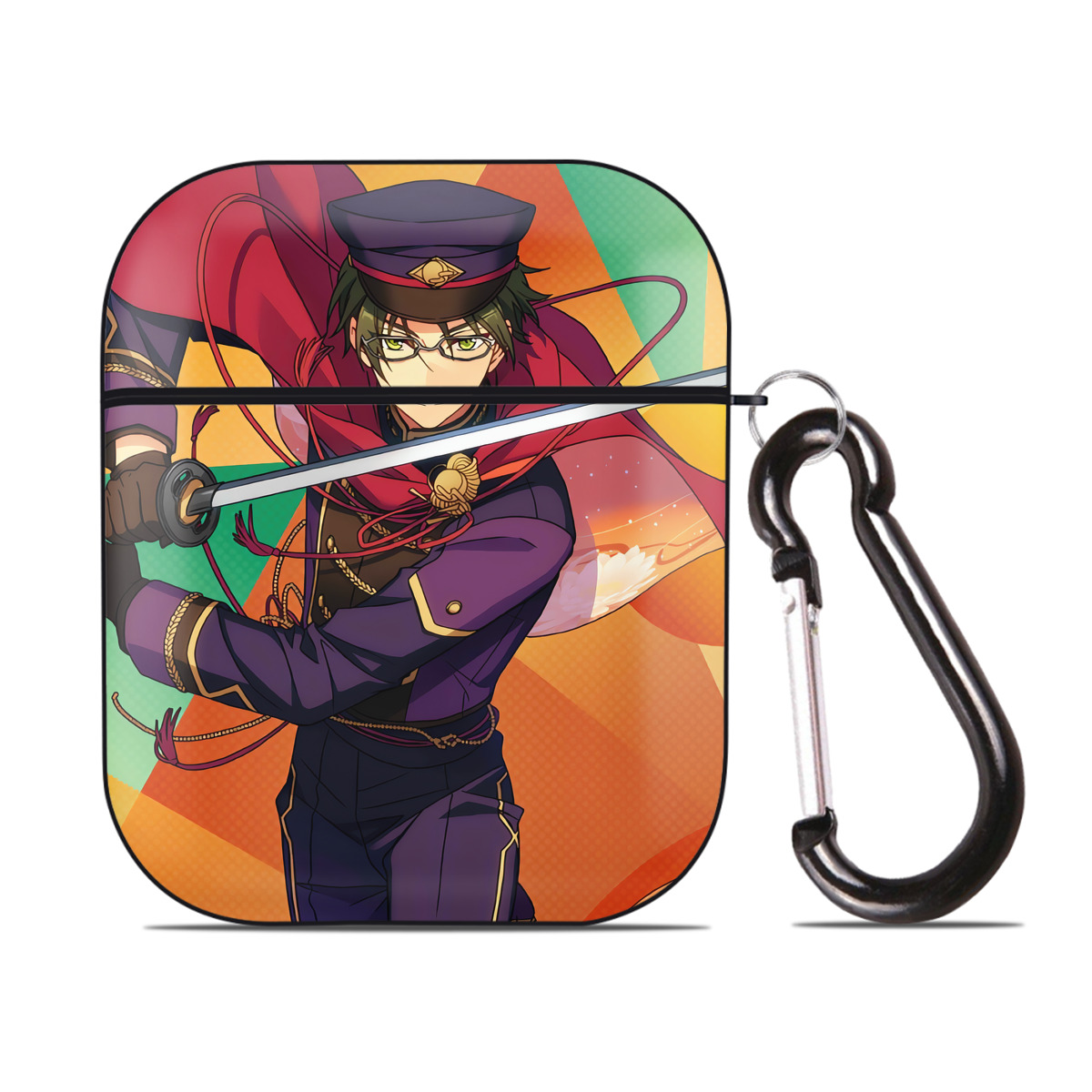 （画像用） あんさんぶるスターズ! Ensemble Stars AirPods 第2世代保護ケース ハードシェル ブラック 耐衝撃・防指紋・カラビナ付き