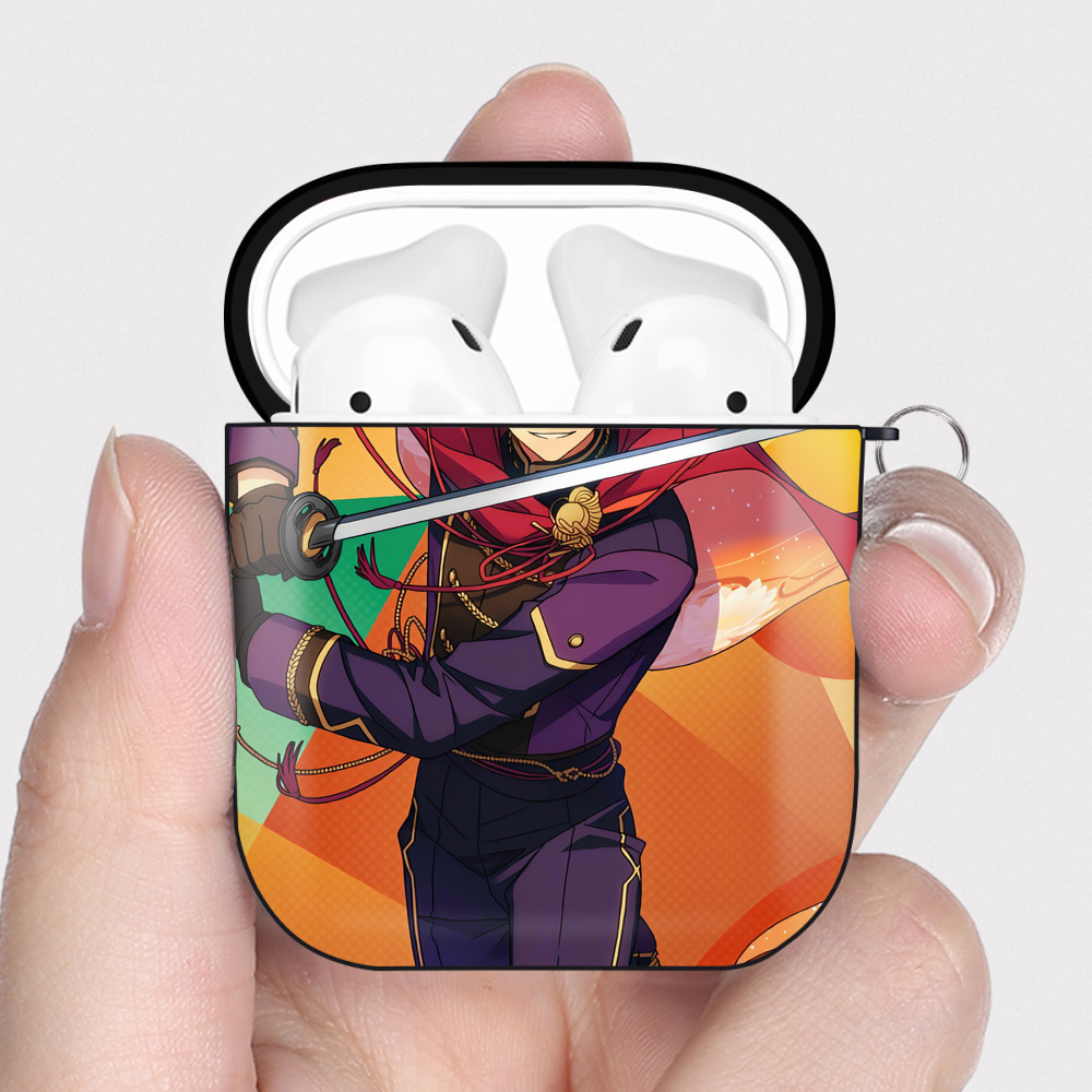 （画像用） あんさんぶるスターズ! Ensemble Stars AirPods 第2世代保護ケース ハードシェル ブラック 耐衝撃・防指紋・カラビナ付き