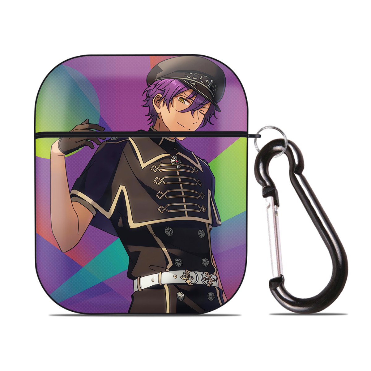 （画像用） あんさんぶるスターズ! Ensemble Stars AirPods 第2世代保護ケース ハードシェル ブラック 耐衝撃・防指紋・カラビナ付き