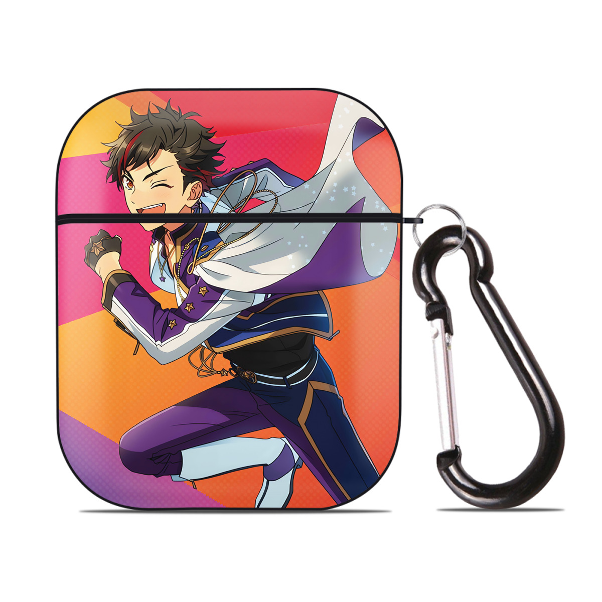 （画像用） あんさんぶるスターズ! Ensemble Stars AirPods 第2世代保護ケース ハードシェル ブラック 耐衝撃・防指紋・カラビナ付き