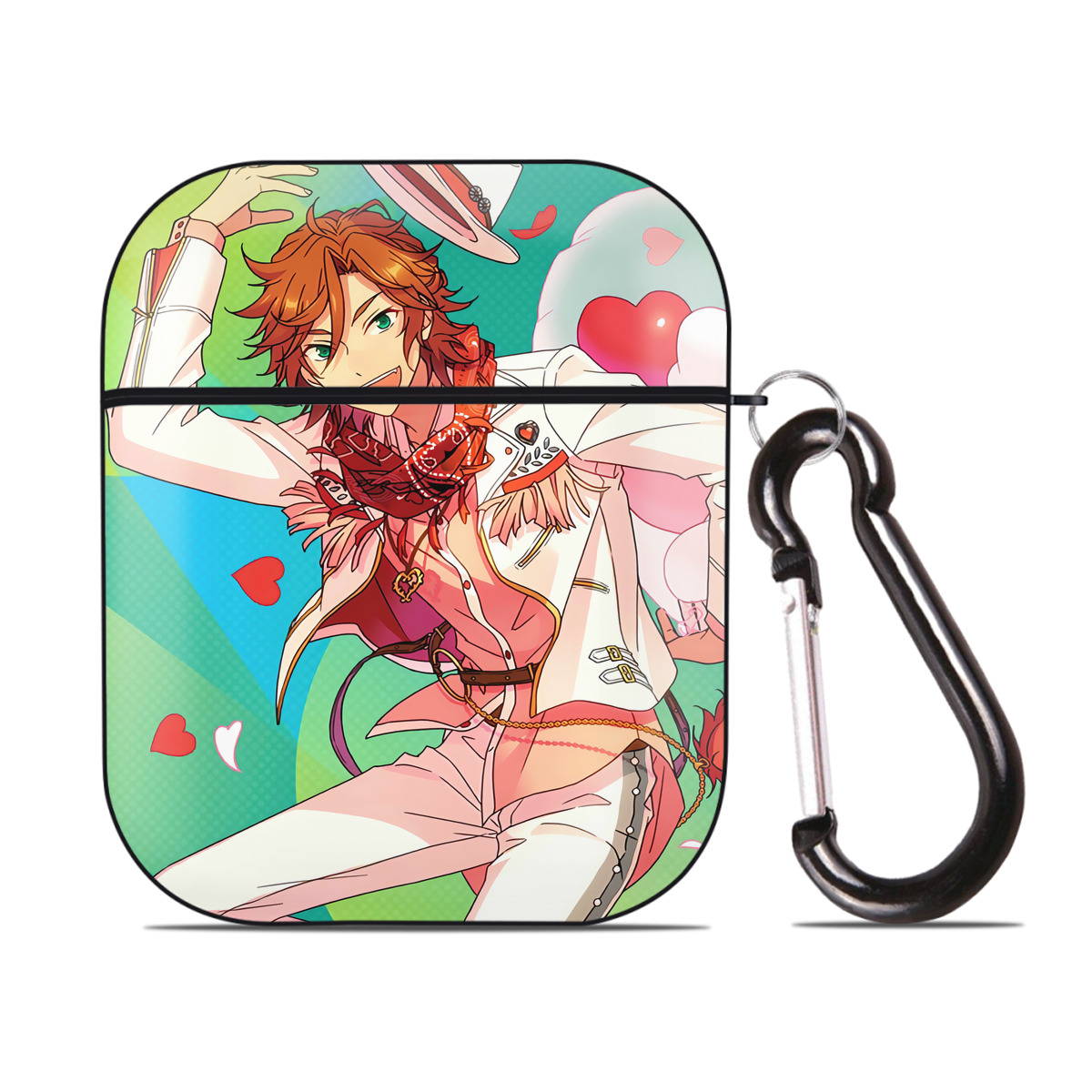 （画像用） あんさんぶるスターズ! Ensemble Stars AirPods 第2世代保護ケース ハードシェル ブラック 耐衝撃・防指紋・カラビナ付き
