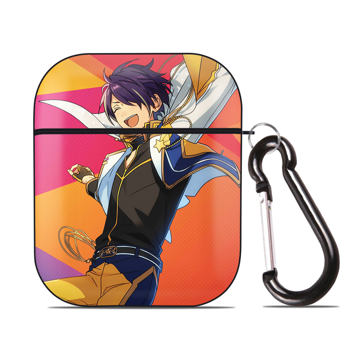 （画像用） あんさんぶるスターズ! Ensemble Stars AirPods 第2世代保護ケース ハードシェル ブラック 耐衝撃・防指紋・カラビナ付き