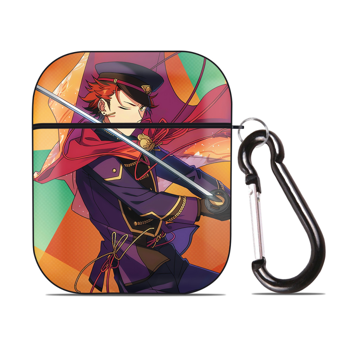 （画像用） あんさんぶるスターズ! Ensemble Stars AirPods 第2世代保護ケース ハードシェル ブラック 耐衝撃・防指紋・カラビナ付き