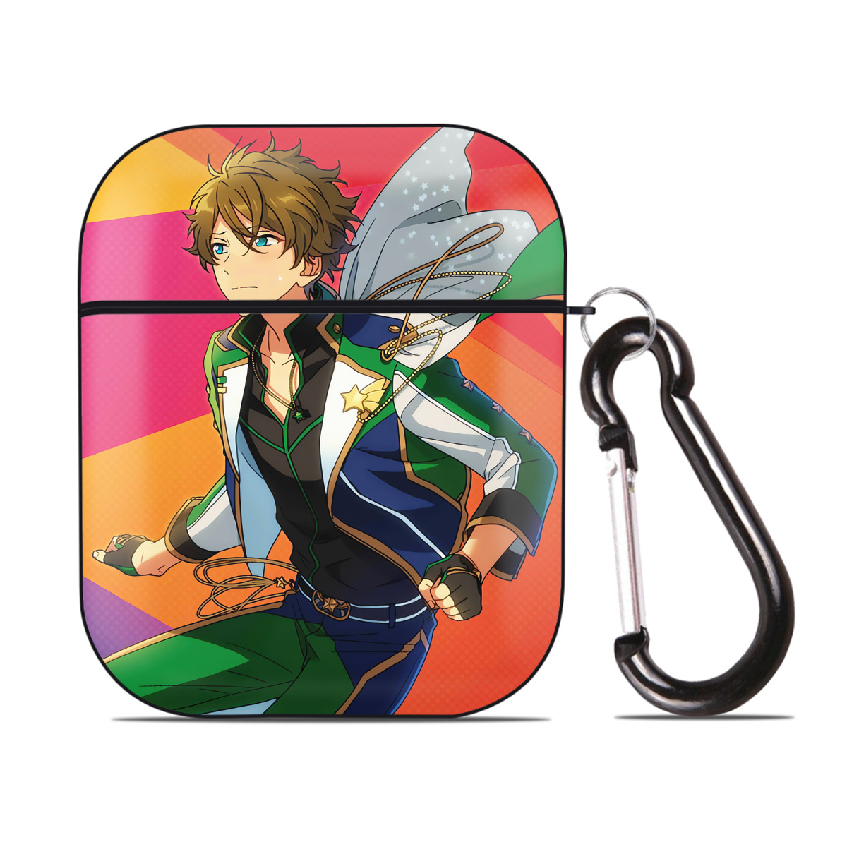 （画像用） あんさんぶるスターズ! Ensemble Stars AirPods 第2世代保護ケース ハードシェル ブラック 耐衝撃・防指紋・カラビナ付き