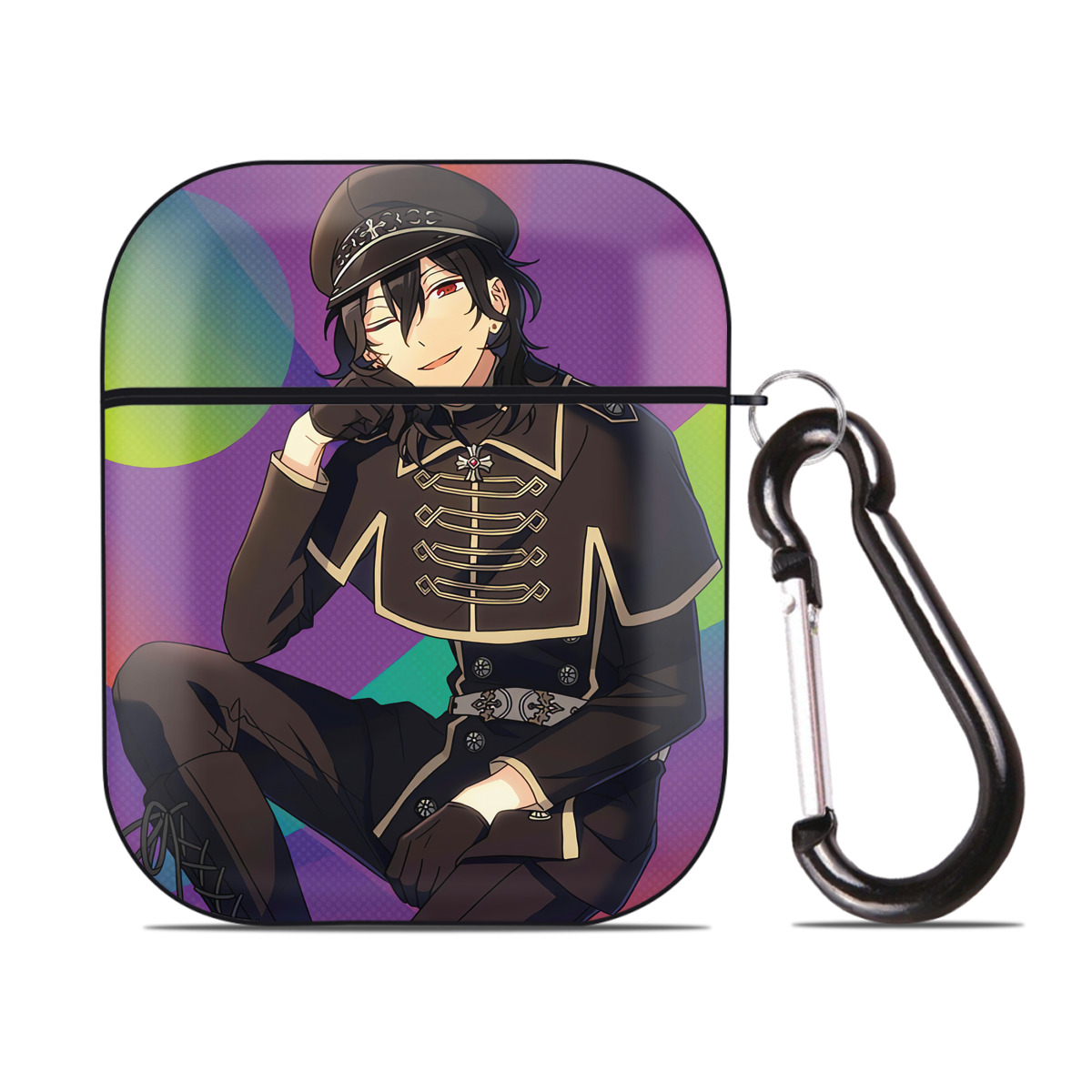 （画像用） あんさんぶるスターズ! Ensemble Stars AirPods 第2世代保護ケース ハードシェル ブラック 耐衝撃・防指紋・カラビナ付き
