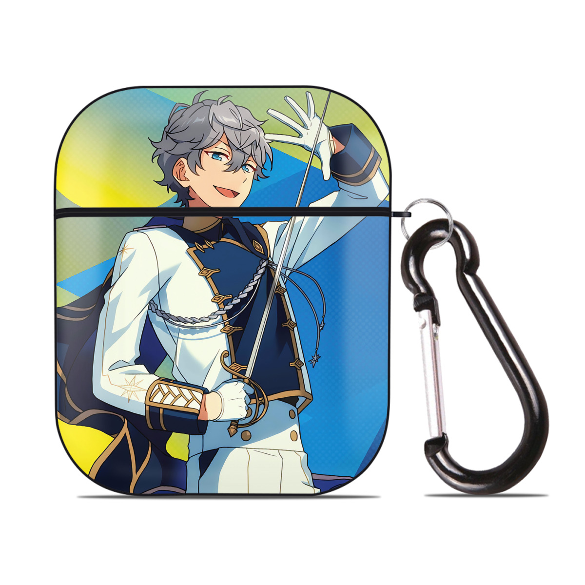 （画像用） あんさんぶるスターズ! Ensemble Stars AirPods 第2世代保護ケース ハードシェル ブラック 耐衝撃・防指紋・カラビナ付き