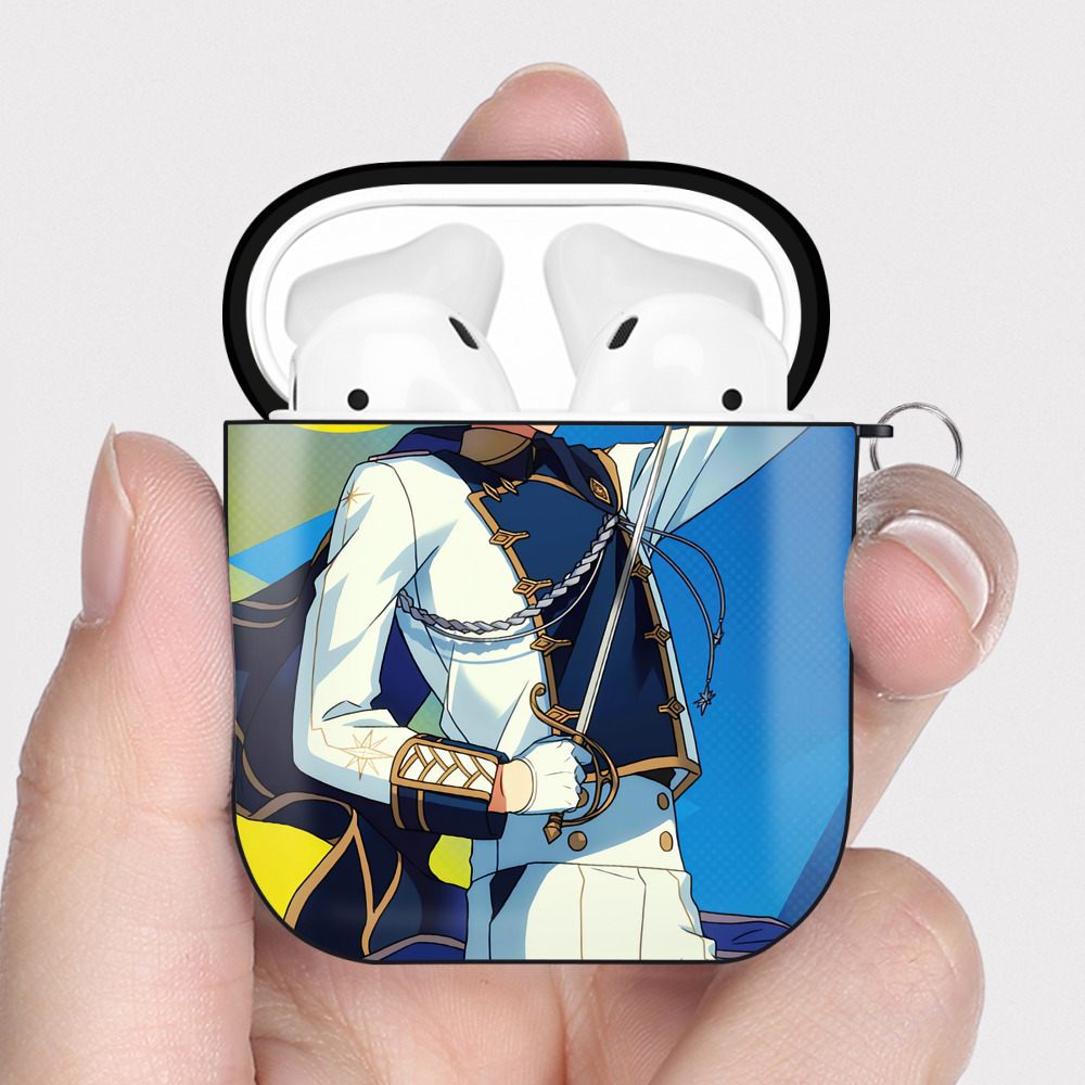 （画像用） あんさんぶるスターズ! Ensemble Stars AirPods 第2世代保護ケース ハードシェル ブラック 耐衝撃・防指紋・カラビナ付き