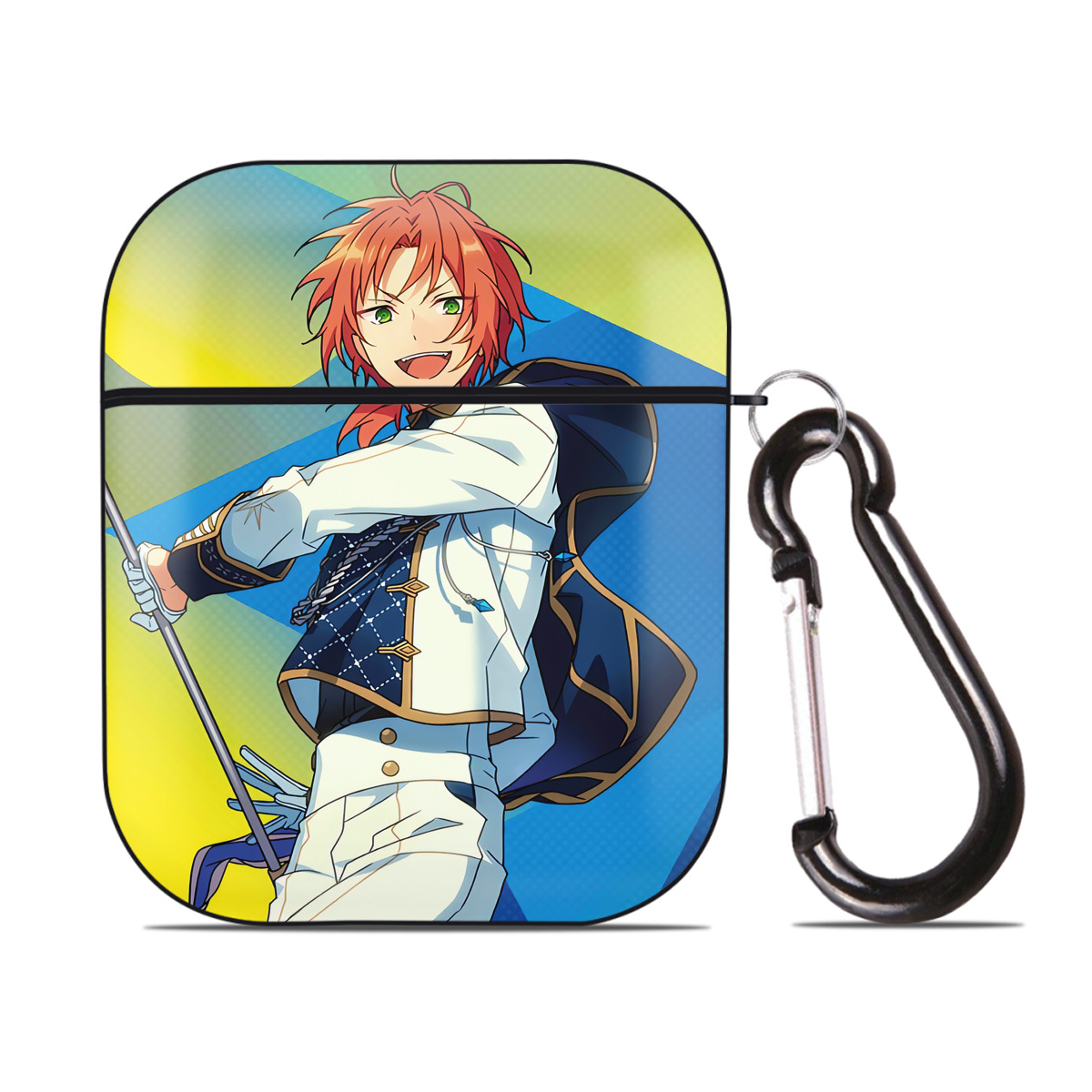 （画像用） あんさんぶるスターズ! Ensemble Stars AirPods 第2世代保護ケース ハードシェル ブラック 耐衝撃・防指紋・カラビナ付き