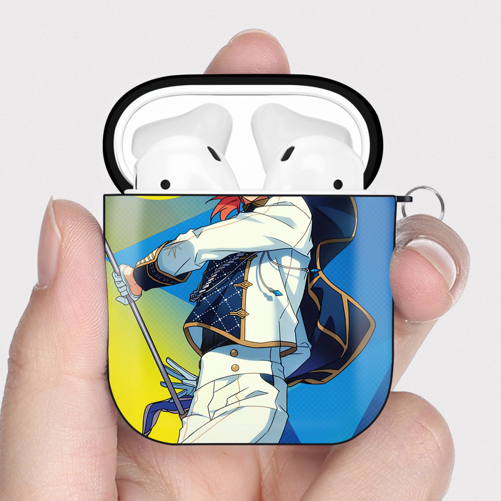 （画像用） あんさんぶるスターズ! Ensemble Stars AirPods 第2世代保護ケース ハードシェル ブラック 耐衝撃・防指紋・カラビナ付き