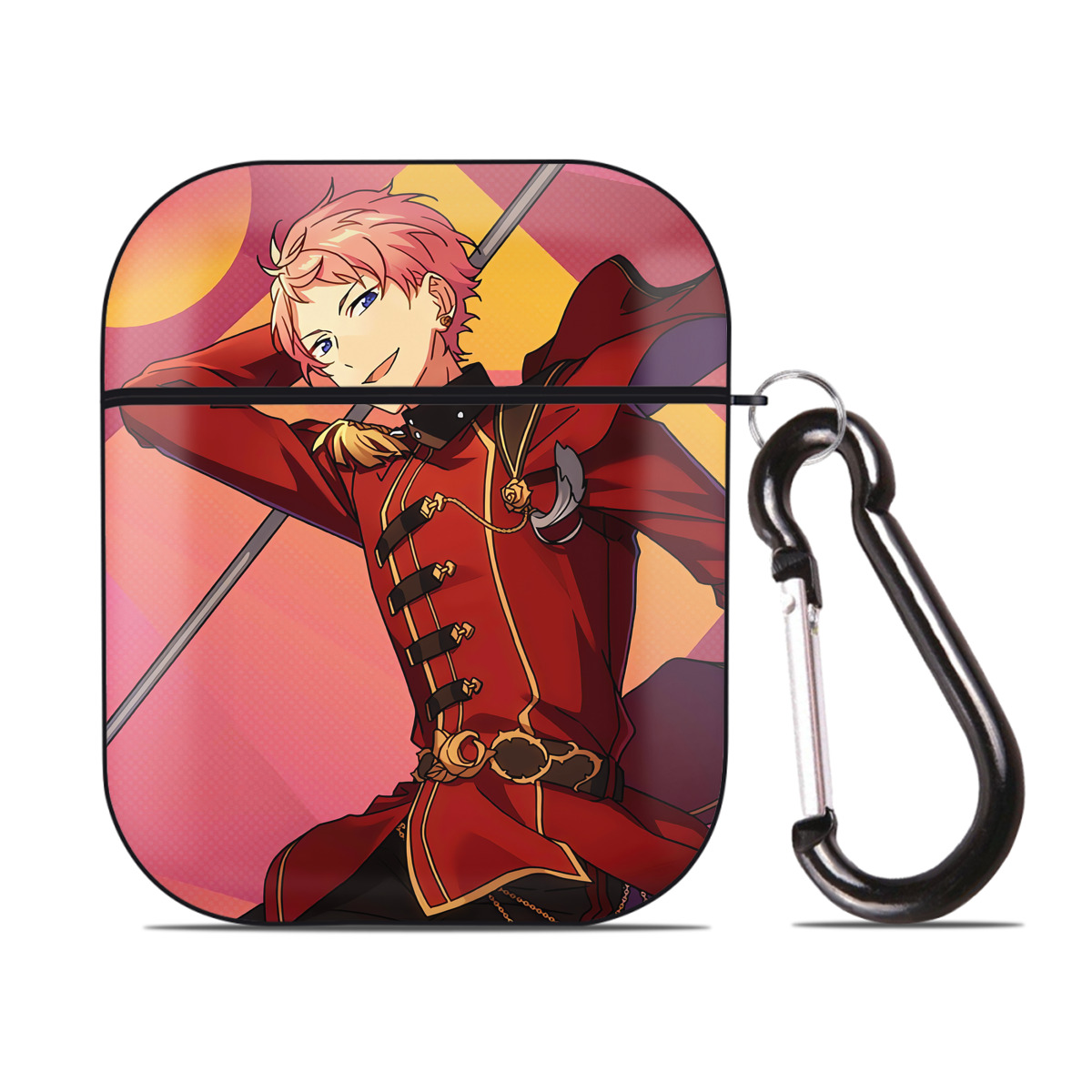 （画像用） あんさんぶるスターズ! Ensemble Stars AirPods 第2世代保護ケース ハードシェル ブラック 耐衝撃・防指紋・カラビナ付き