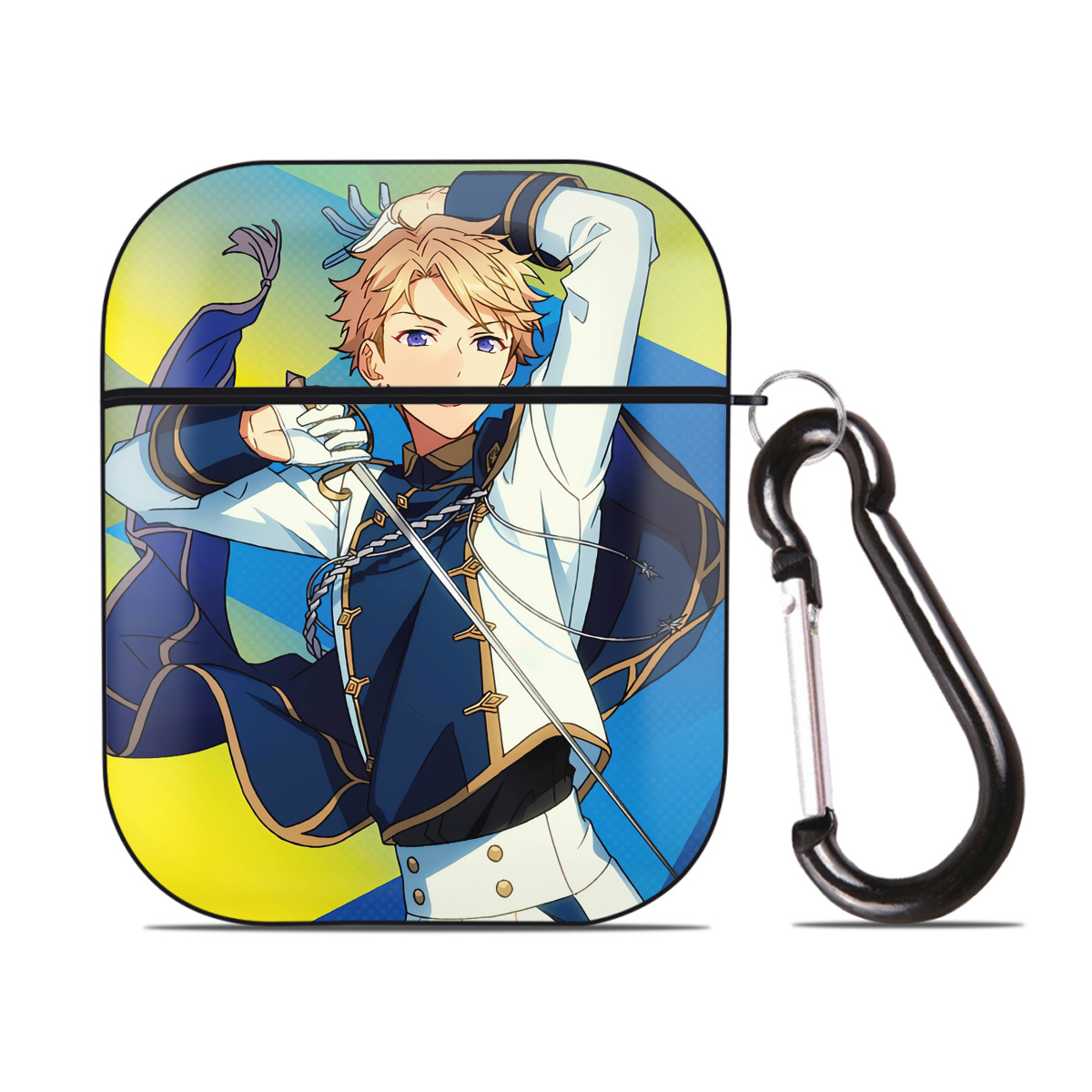 （画像用） あんさんぶるスターズ! Ensemble Stars AirPods 第2世代保護ケース ハードシェル ブラック 耐衝撃・防指紋・カラビナ付き
