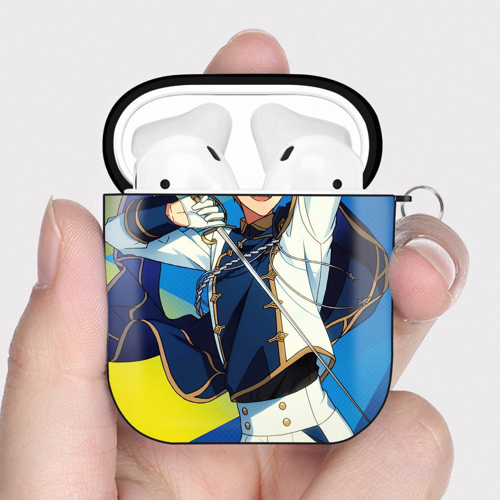 （画像用） あんさんぶるスターズ! Ensemble Stars AirPods 第2世代保護ケース ハードシェル ブラック 耐衝撃・防指紋・カラビナ付き