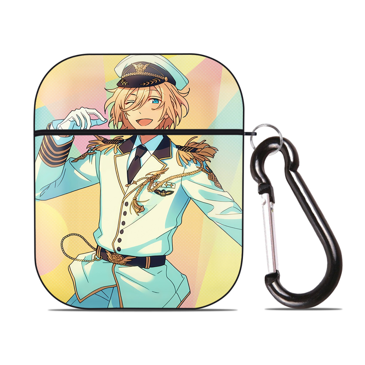 （画像用） あんさんぶるスターズ! Ensemble Stars AirPods 第2世代保護ケース ハードシェル ブラック 耐衝撃・防指紋・カラビナ付き
