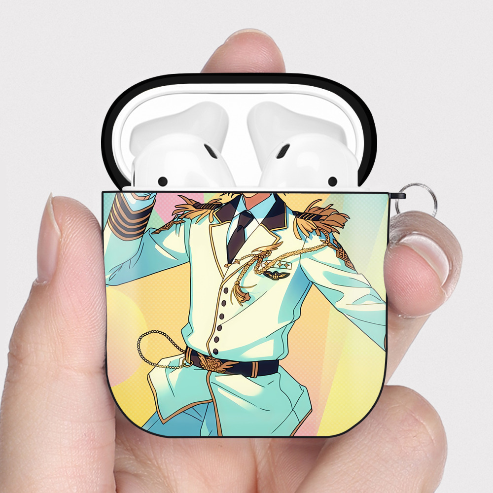 （画像用） あんさんぶるスターズ! Ensemble Stars AirPods 第2世代保護ケース ハードシェル ブラック 耐衝撃・防指紋・カラビナ付き