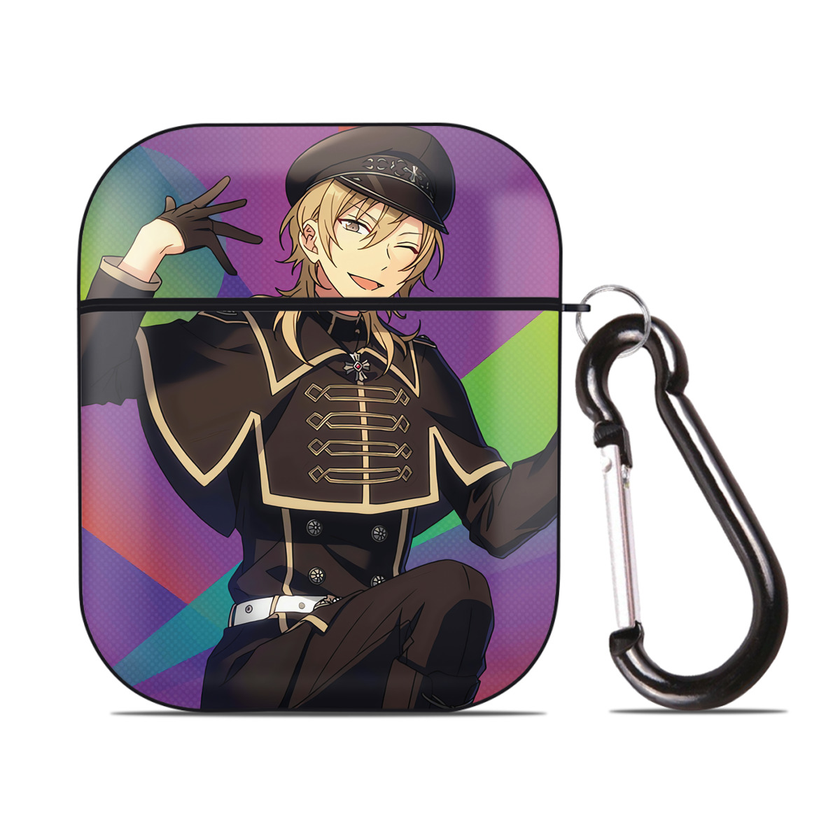 （画像用） あんさんぶるスターズ! Ensemble Stars AirPods 第2世代保護ケース ハードシェル ブラック 耐衝撃・防指紋・カラビナ付き