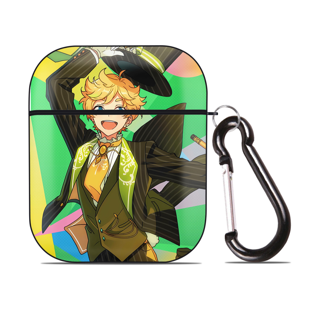 （画像用） あんさんぶるスターズ! Ensemble Stars AirPods 第2世代保護ケース ハードシェル ブラック 耐衝撃・防指紋・カラビナ付き